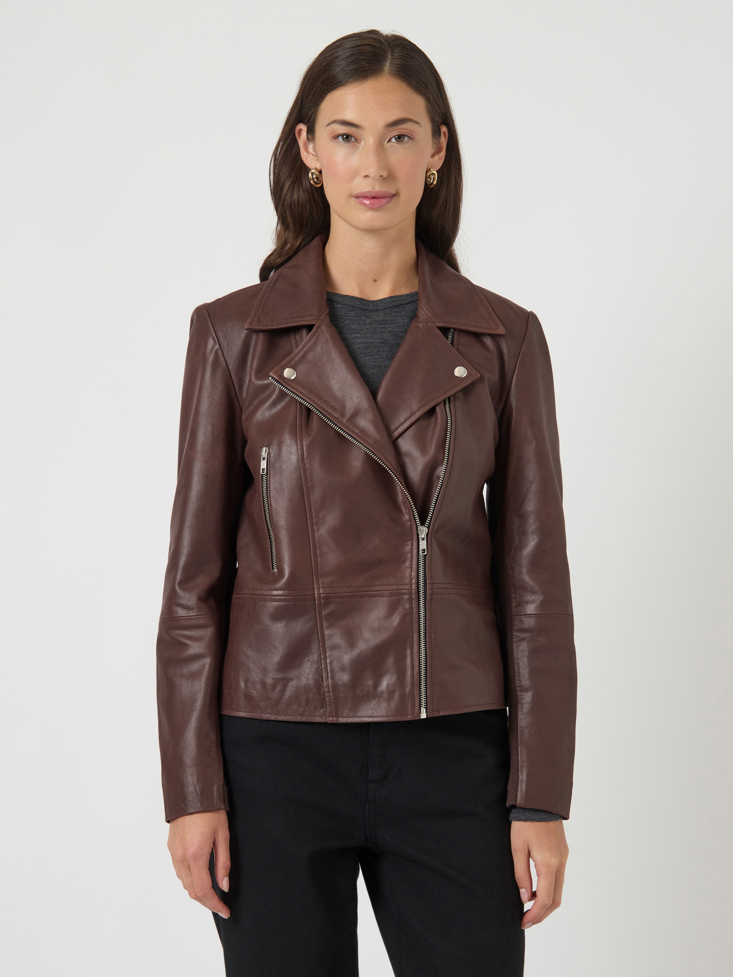 Image of Y.A.S Lederjacke "YASSOPHIE LEATHER JACKET" mit Biker Details