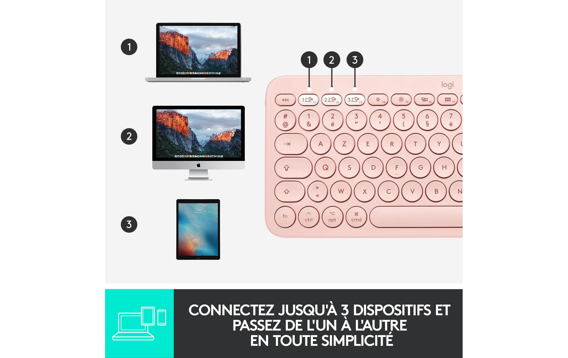 Logitech Wireless-Tastatur »K380 for Mac Multi-Device Rosa«