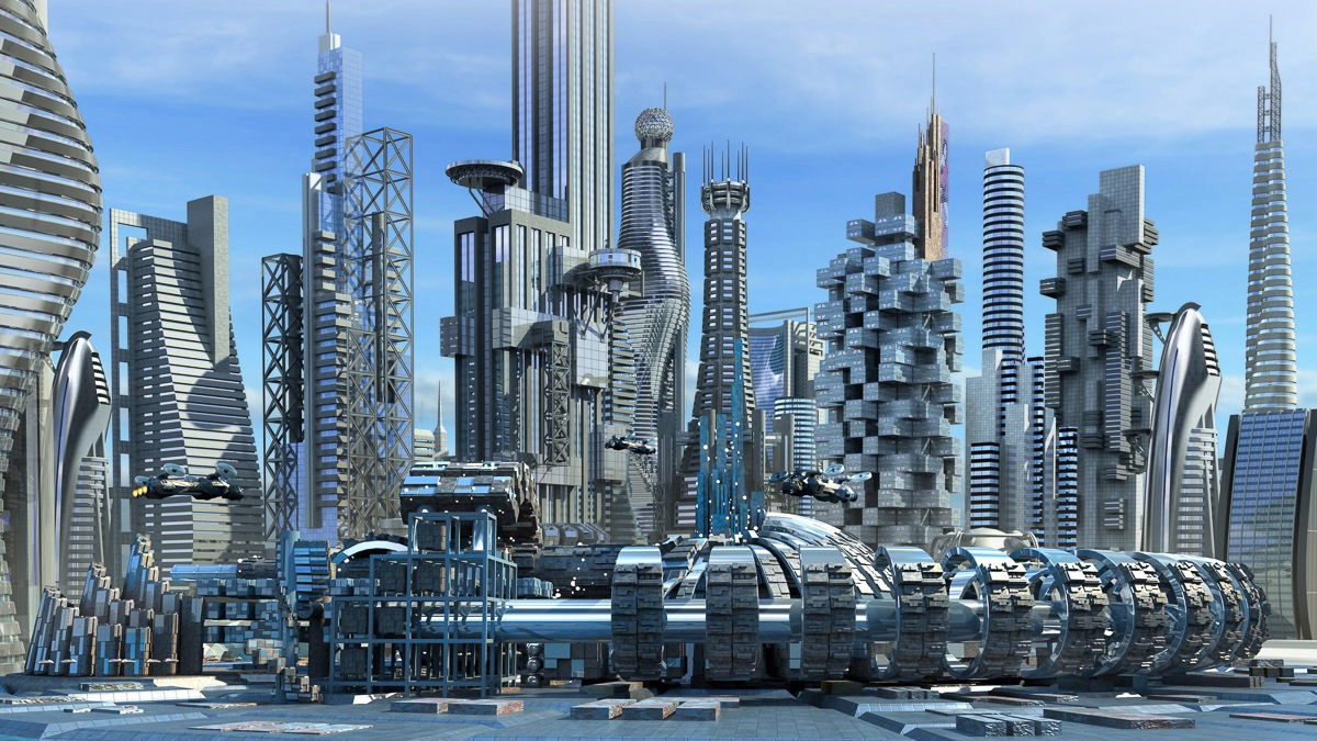 Image of Papermoon Fototapete »Science-Fiction-Skyline«, Vliestapete, hochwertiger Digitaldruck, inklusive Kleister bei Ackermann Versand Schweiz