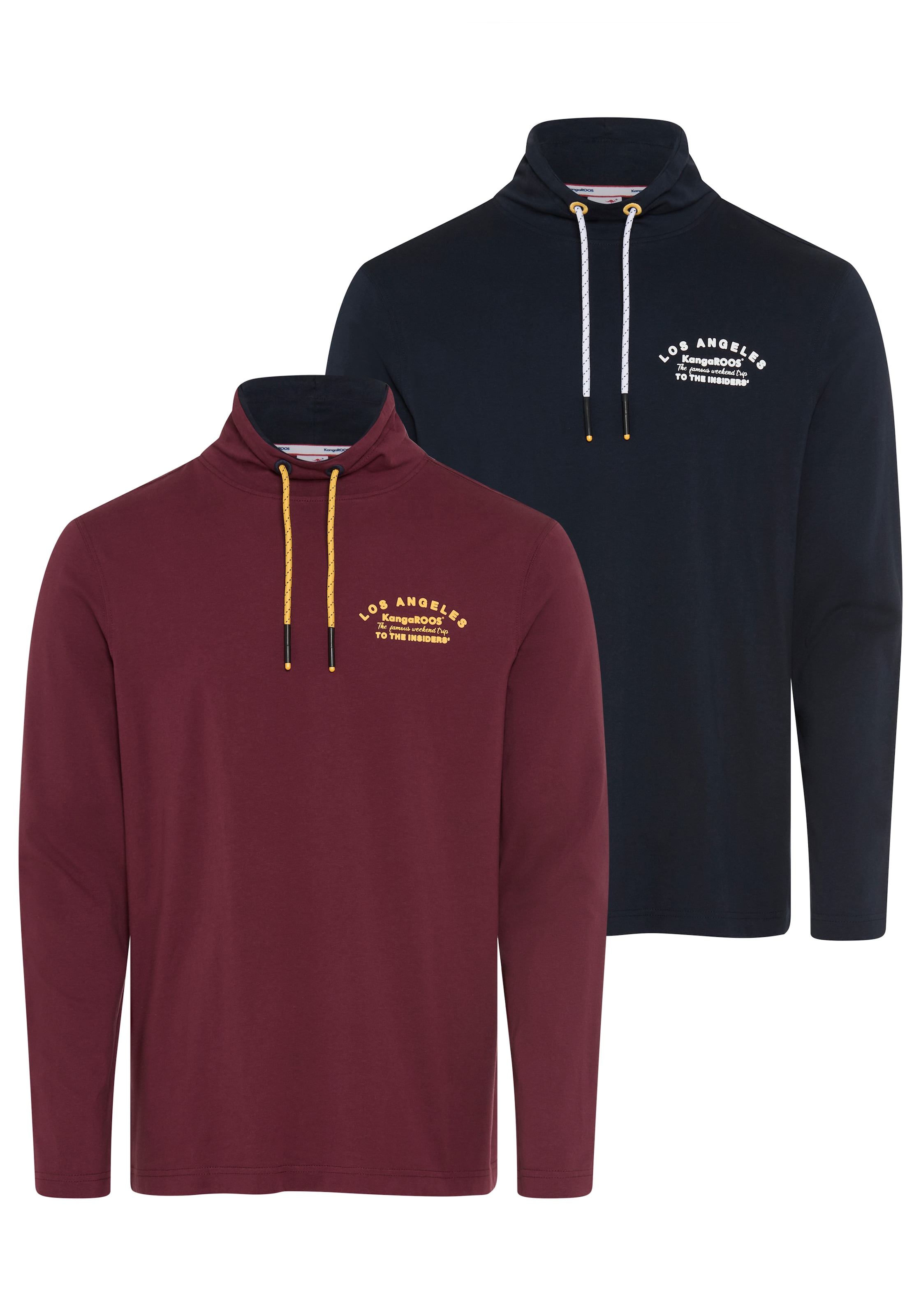 Image of KangaROOS Langarmshirt mit hoch geschlossenem Ausschnitt und Kordelzug, normale Passfor