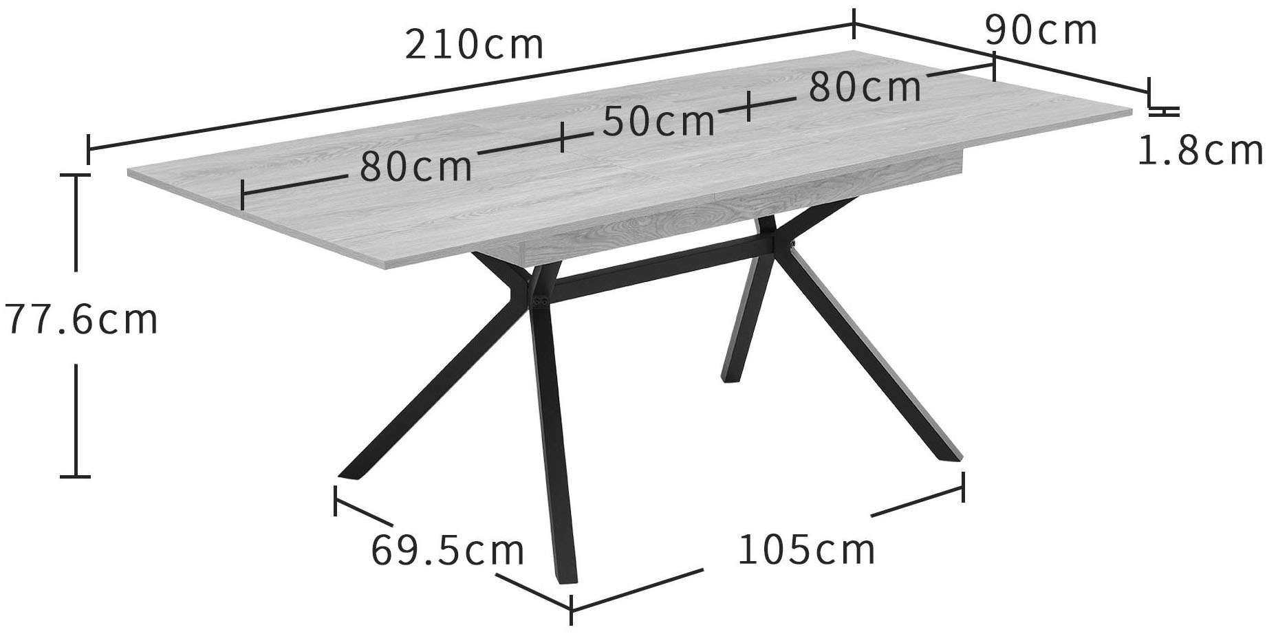 GOODproduct Ensemble de salle à manger »Vendy, Esstisch ausziehbar plus 6 Freischwinger« Set, Esstisch ausziehbar 160 - 210 cm plus 6 Esszimmerstühle, 7 cuis tlg. pflegeleichte Strukturstoff-Stühle, 3D-Steppung, ausziehbarer Tisch