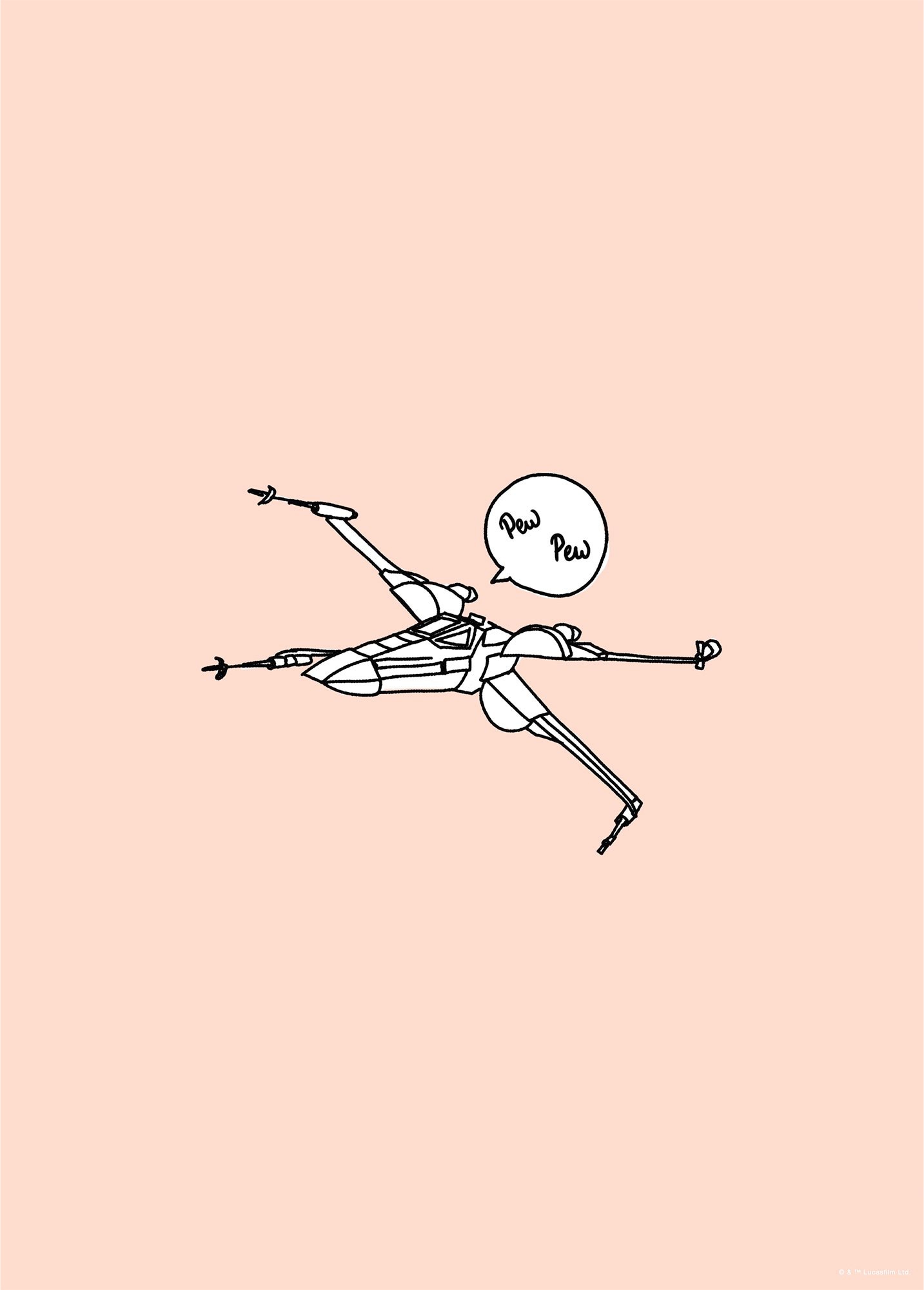 Image of Komar Bild "Star Wars Pew Pew" Disney 1 Stk. tlg. Wandbild zur Dekoration im Kinderzimmer - ohne Rahmen