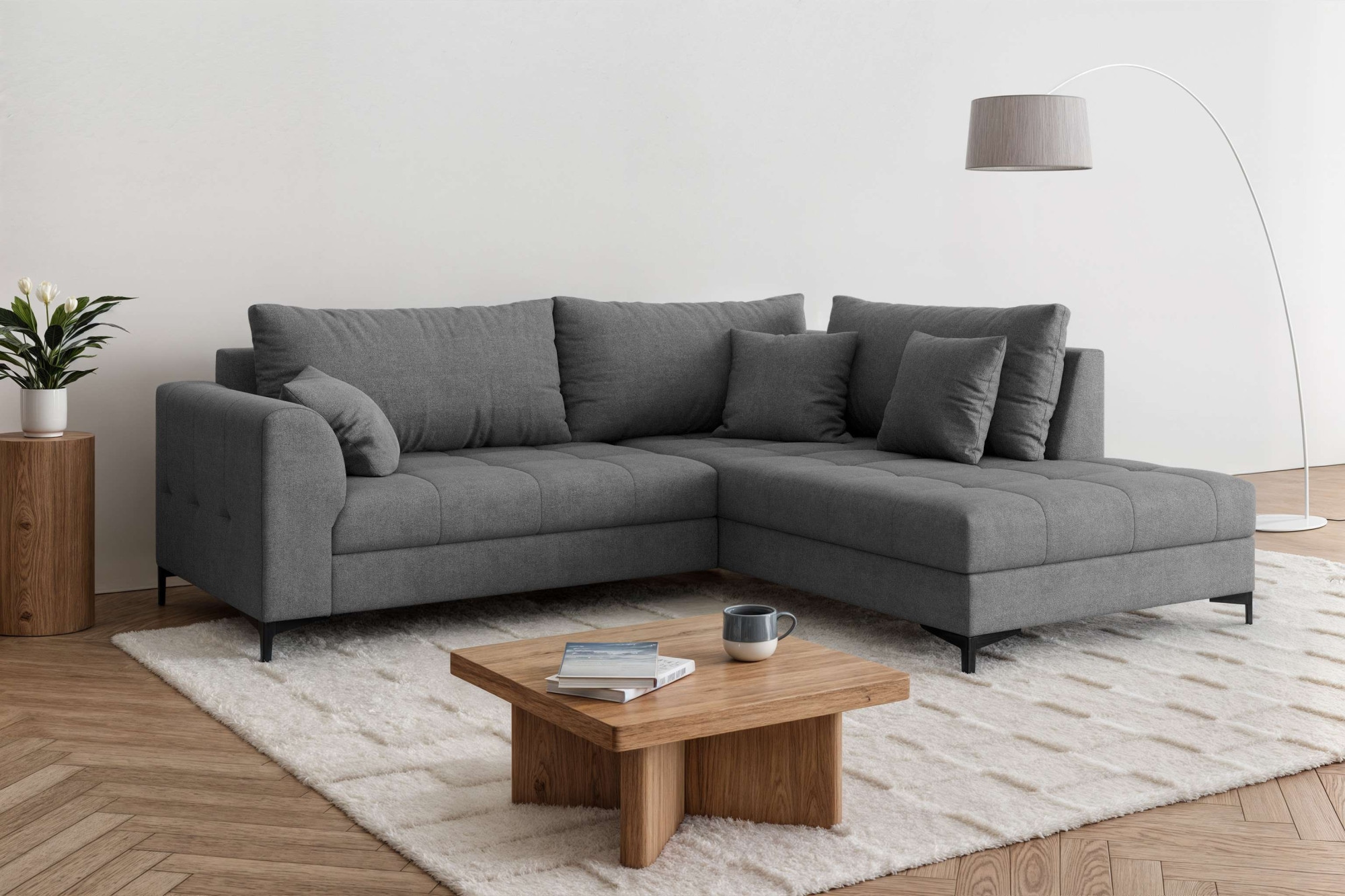 GOODproduct Canapé d'angle »LEEVKE Design-Sofa mit Ottomane rechts/links bestellbar, Breite 232 cm« in vielen modernen Farben erhältlich, belastbar bis 480 kg
