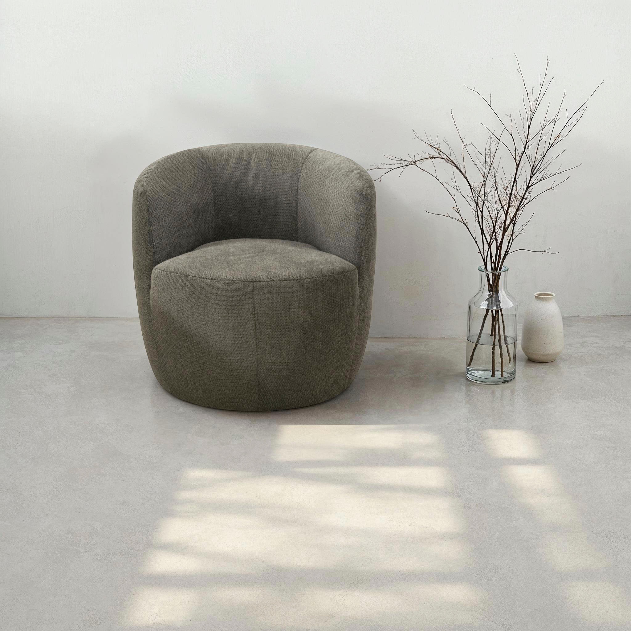 Image of DOMO collection Sessel "Obidos moderner Loungesessel" Struktur weich, schlammfarben