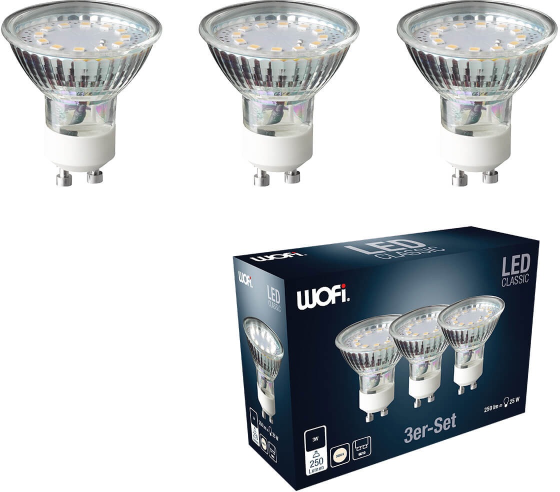 Image of WOFI LED-Leuchtmittel »Led_smd G45 Gu10 - 3er Set«, GU10, 3 St., Warmweiss bei Ackermann Versand Schweiz