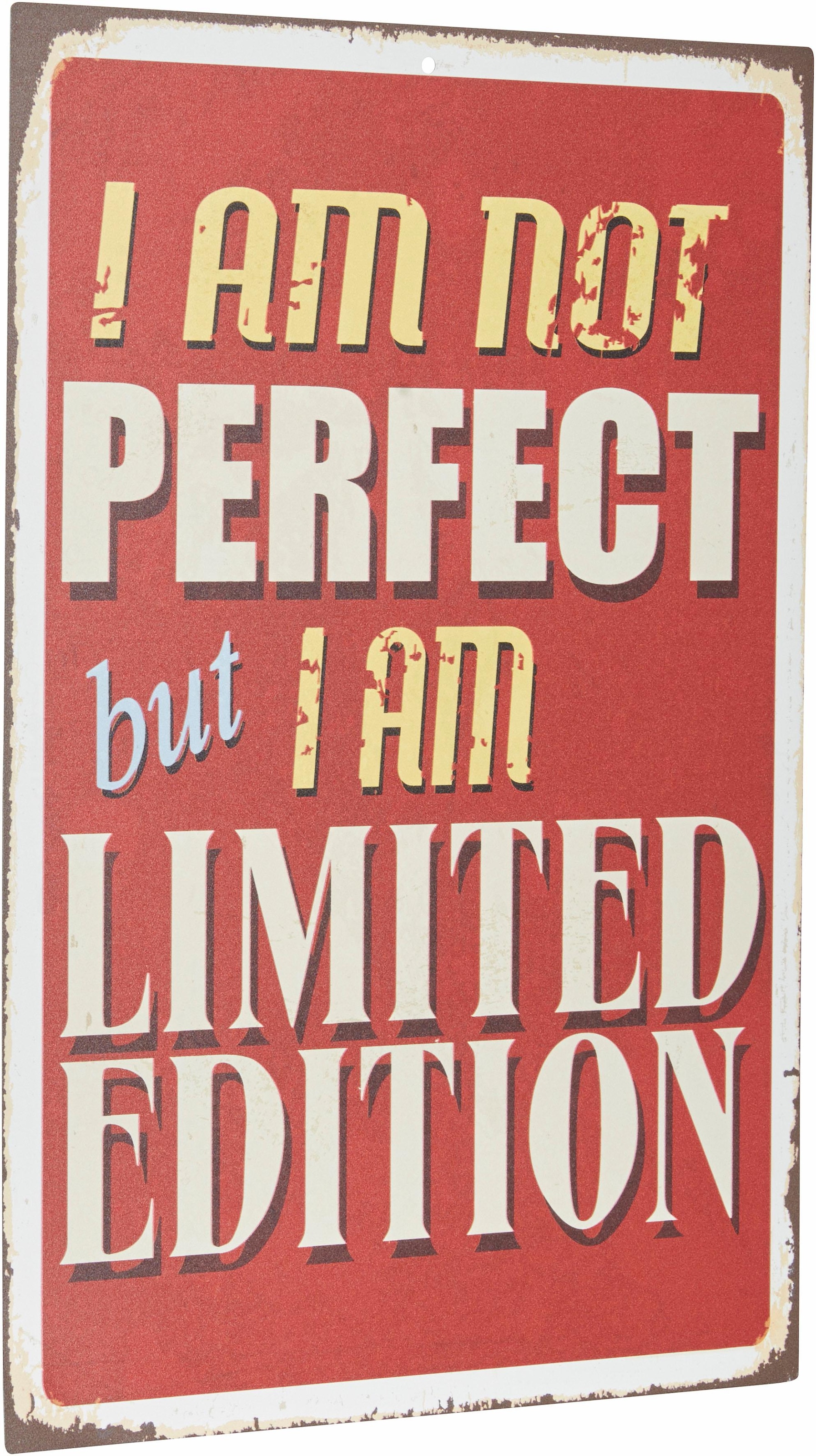 Image of Home affaire Metallbild "I am not perfect …" Schriftzug Schriftzüge Spruch, Stahlschild, Blechschild, Not perfect
