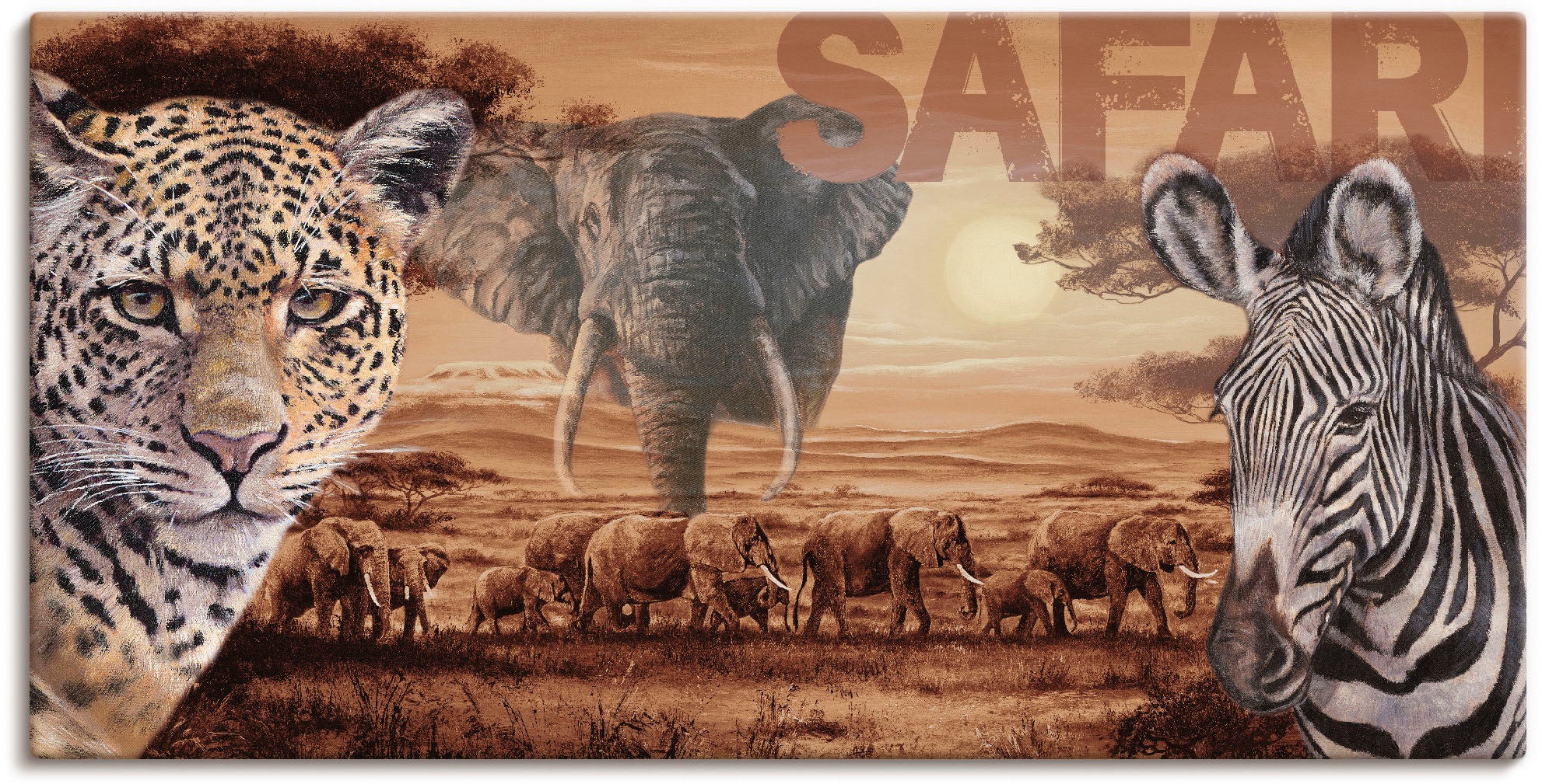 Image of Artland Wandbild »Safari«, Wildtiere, (1 St.), in vielen Grössen & Produktarten - Alubild / Outdoorbild für den Aussenbereich, Leinwandbild, Poster, Wandaufkleber / Wandtattoo auch für Badezimmer geeignet bei Ackermann Versand Schweiz