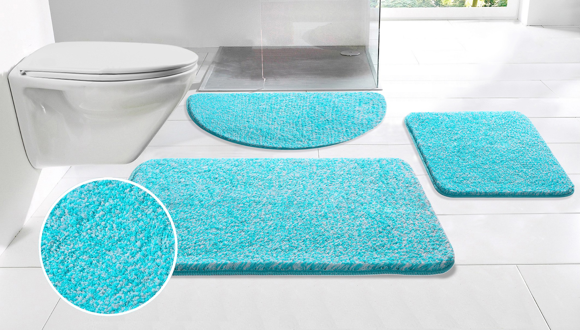 Image of GOODproduct Badematte "Vanessa meliert, Badvorleger, Badezimmer Teppich, Duschvorleger" Höhe 20 mm rutschhemmend beschichtet strapazierfähig Badteppich, weiche Haptik, unifarben