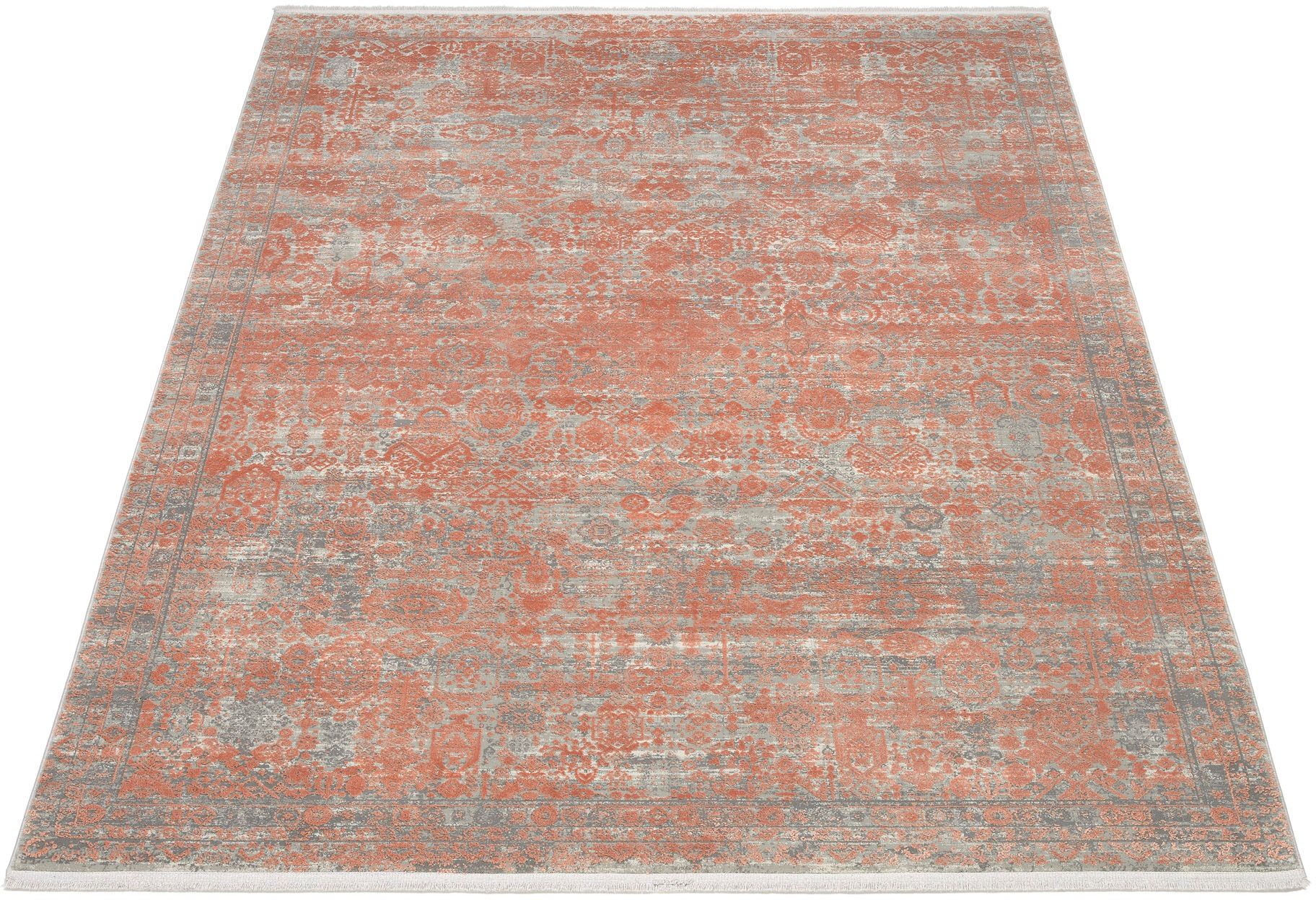 Image of OCI DIE TEPPICHMARKE Teppich "COLOUR TADI" rechteckig 8 mm Höhe Glanz Viskose, mit Fransen, Hoch Tief Struktur, Vintage, Wohnzimmer