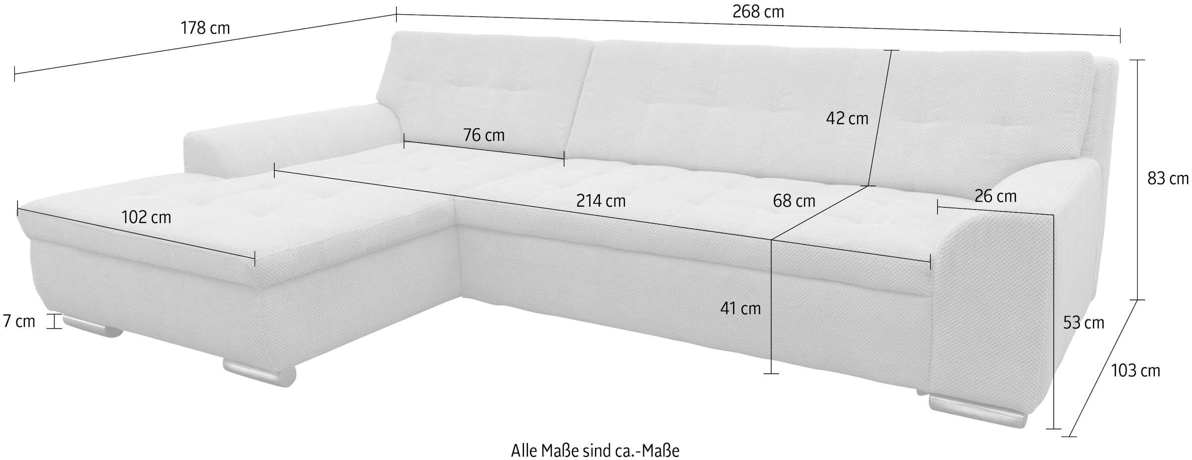 GOODproduct Canapé d'angle »Tornby 268 x 178 cm, mit Steppungen, modern & stabil« forme en L, en microfibre de luxe douce et facile d'entretien