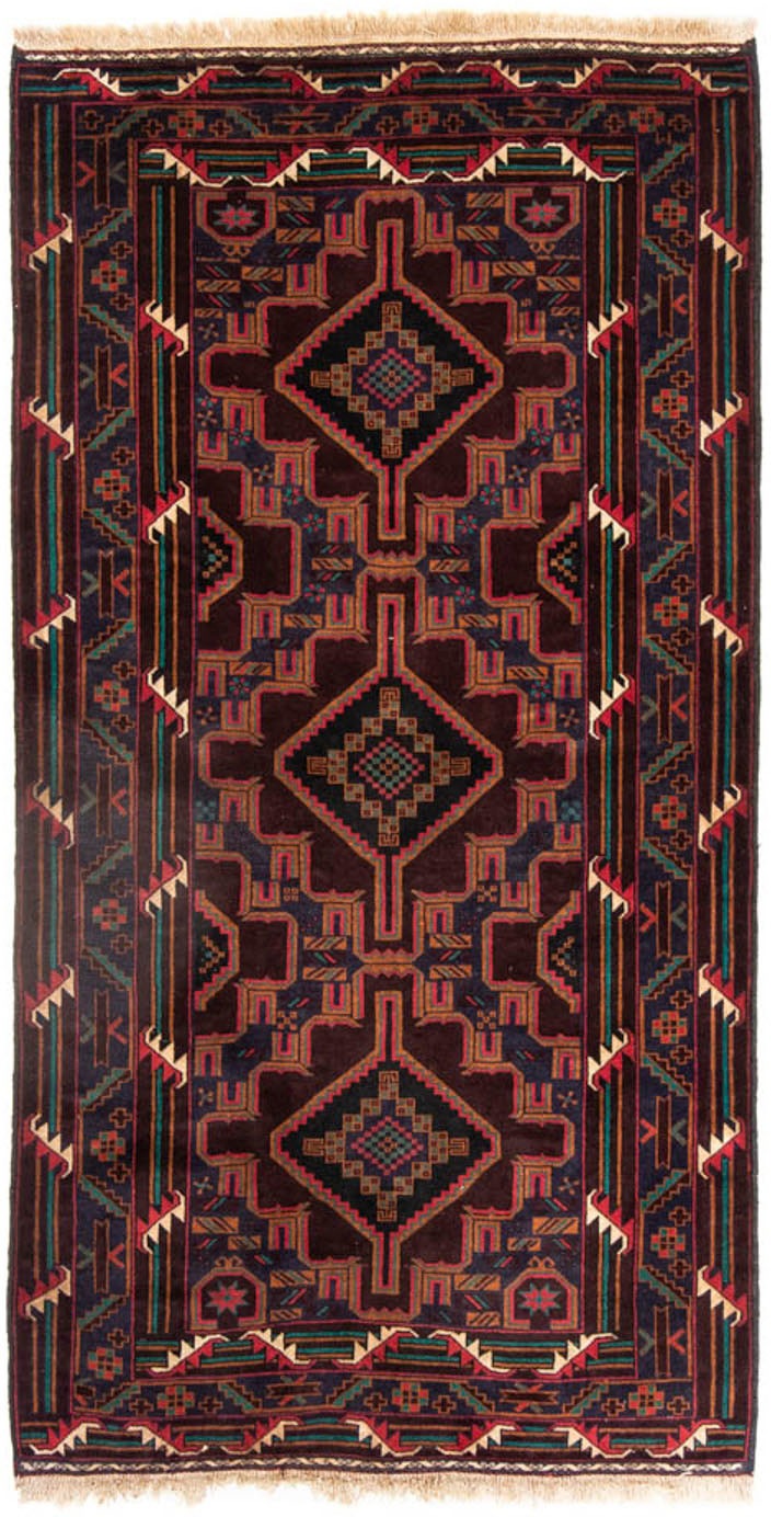 Image of morgenland Hochflor-Läufer »Belutsch Medaillon Marrone 206 x 108 cm«, rechteckig, 0,8 mm Höhe, Handgeknüpft bei Ackermann Versand Schweiz