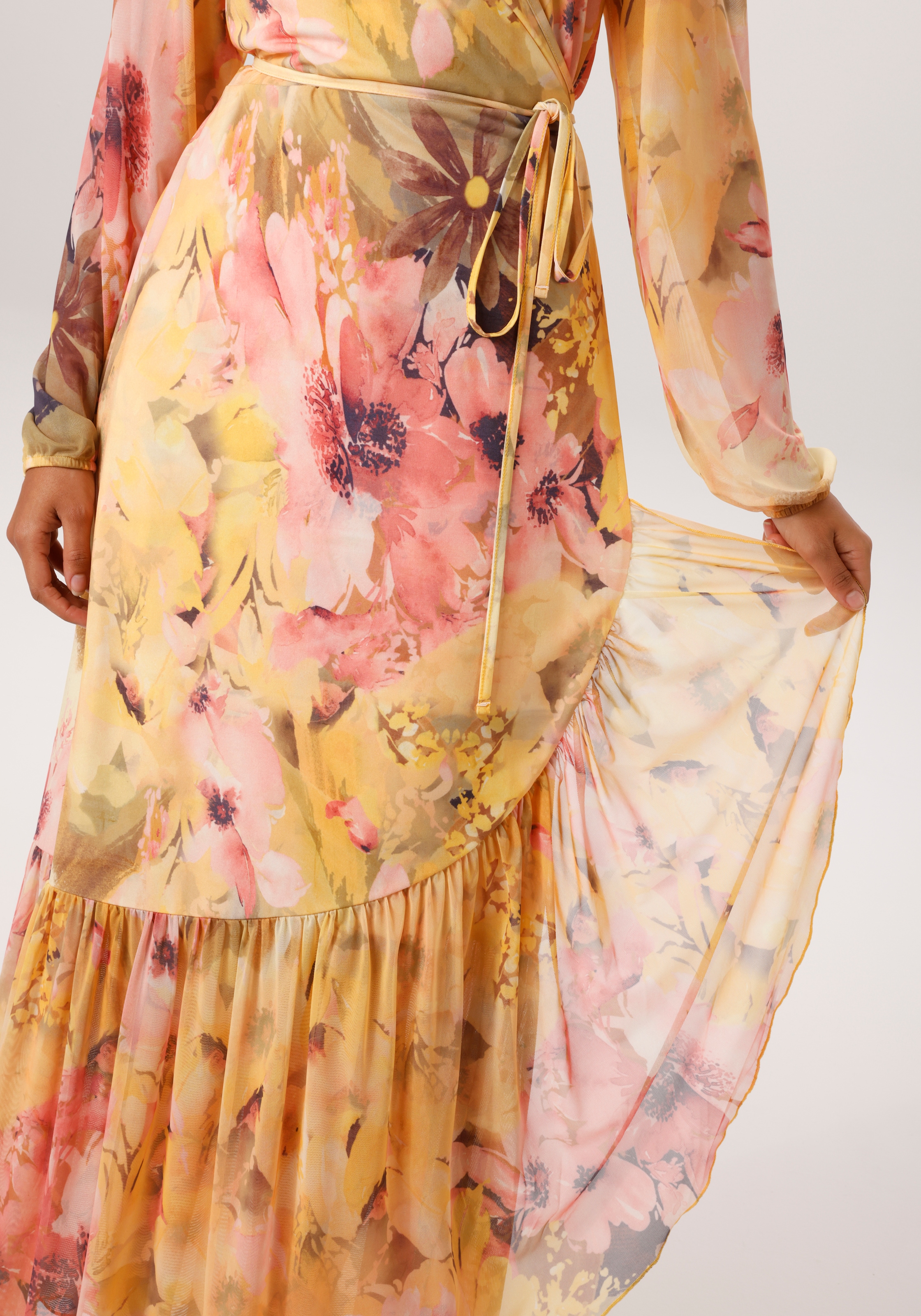 Aniston CASUAL Wickelkleid mit grossflächigen Batikblüten bedruckt - NEUE KOLLEKTION