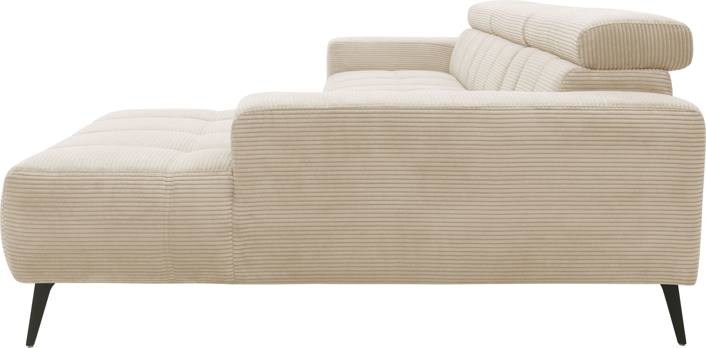 DOMO collection Ecksofa »Trento L-Form, mit Kufenfuss oder Einzelfuss«, wahlweise mit Kopfteilverstellung, Recamiere links/rechts bestellbar