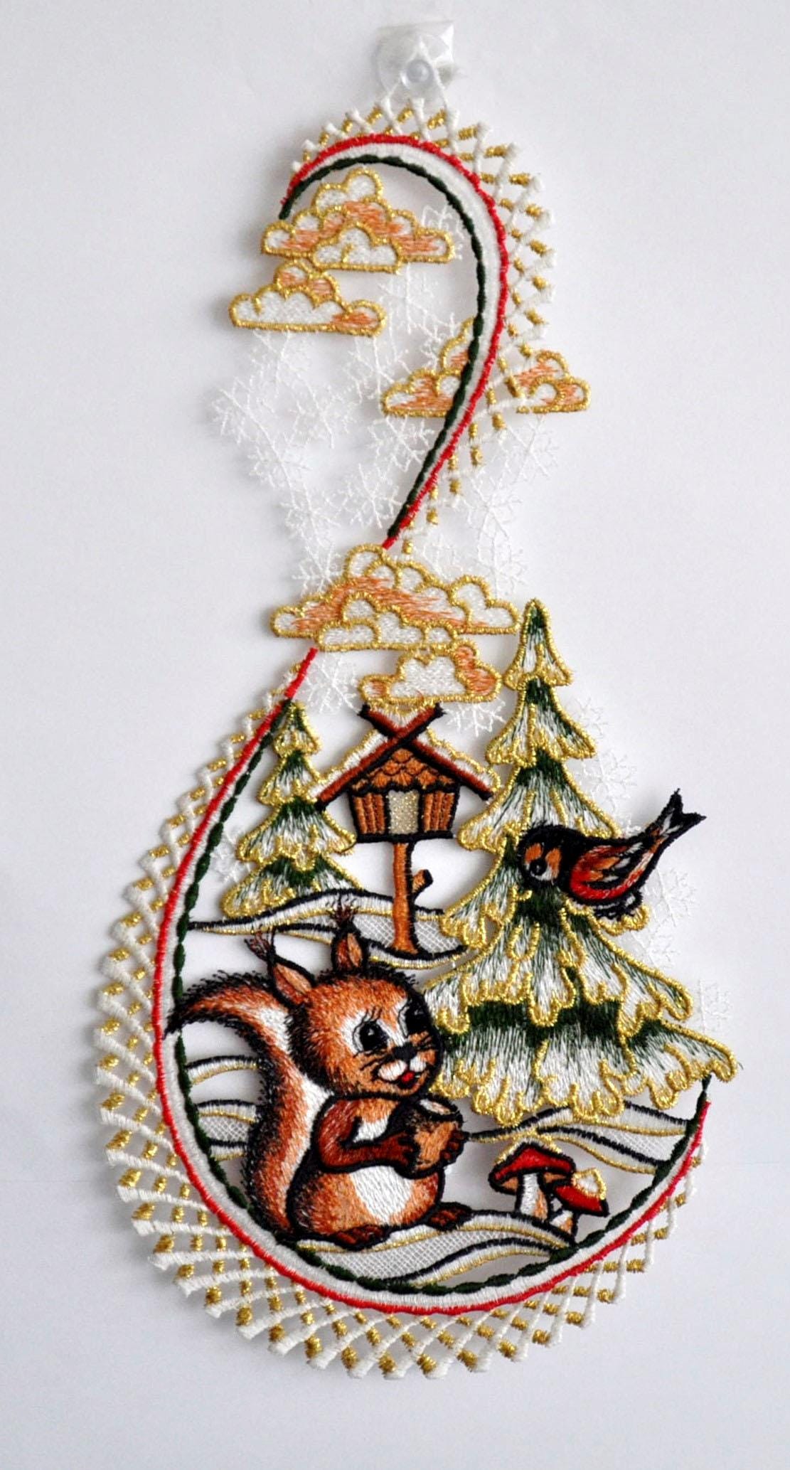 Image of Stickereien Plauen Fensterbild "Hase im Wald"