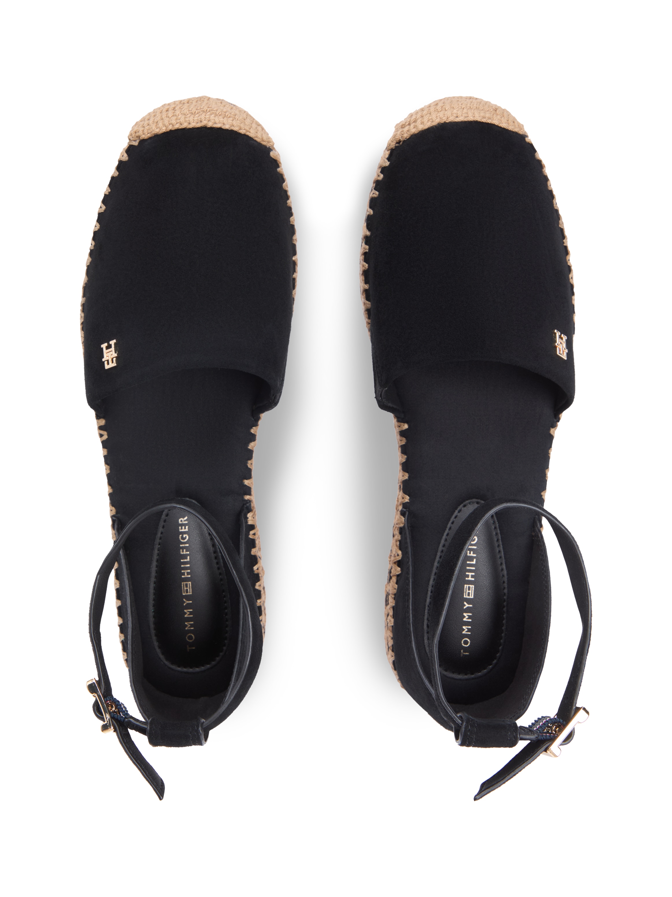 Tommy Hilfiger Riemchenballerina »TH PLATFORM ESPAD SUEDE STRAP«  Sommerschuh, Plateausandalette mit verstellbarem Fersenriemchen