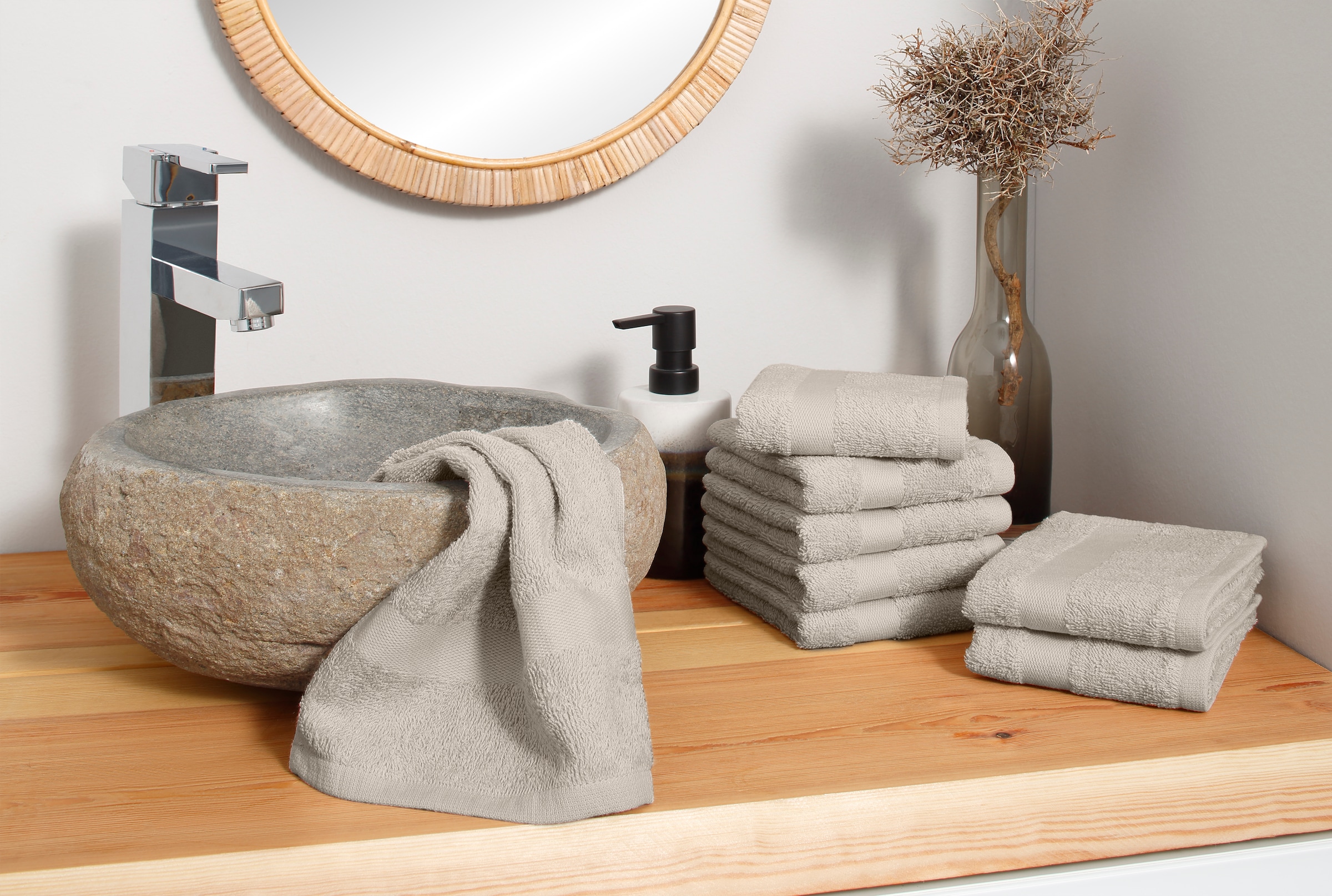 my home Gästehandtücher »Vanessa, als Set und Serie erhältlich, 8 Gästehandtücher, 30x50cm« Handtücher mit Bordüre, 100% Baumwolle, einfarbig, weich