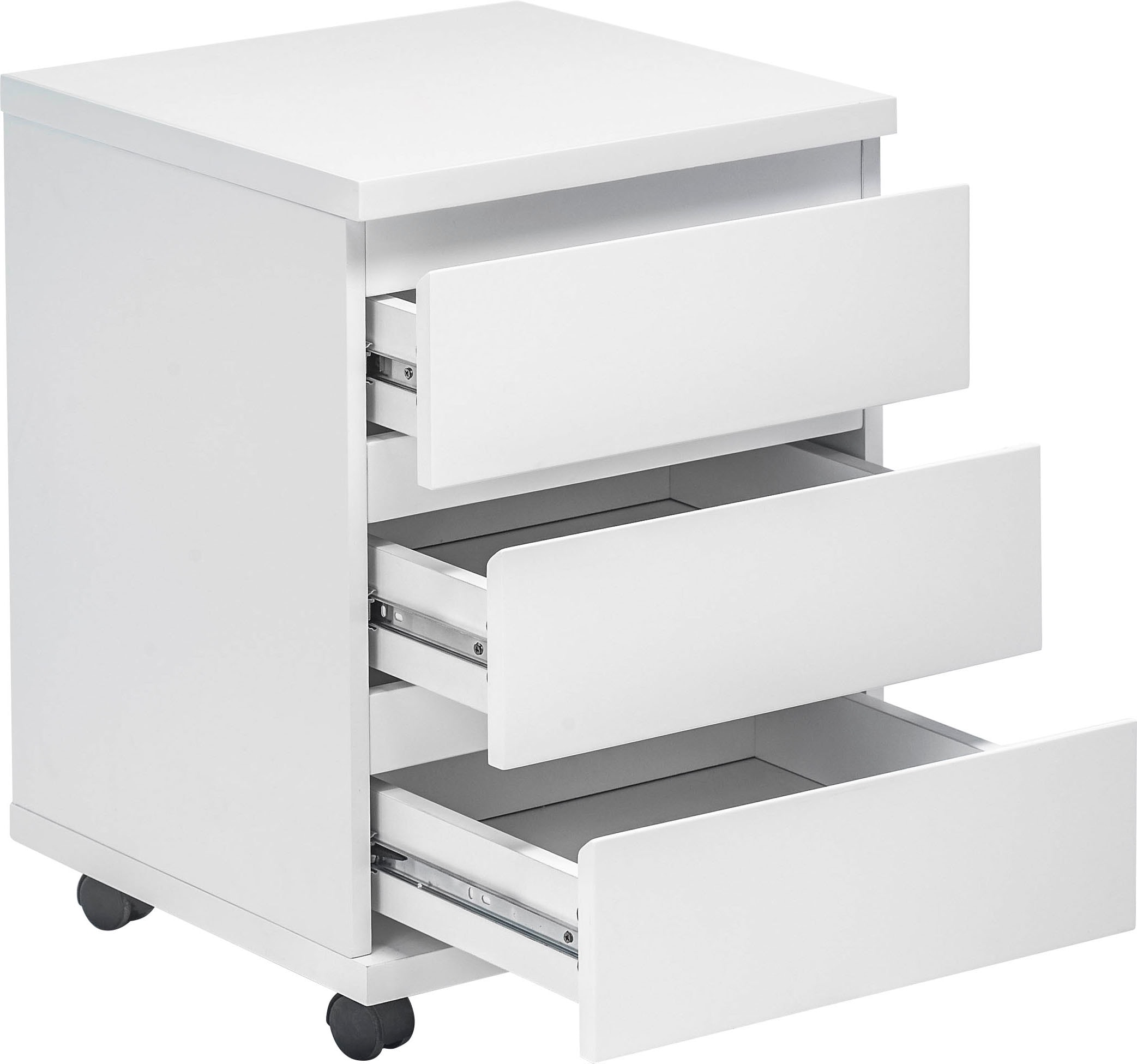 MCA furniture Rollcontainer »RC«, Büroschrank rollbar, weiss hochglanz