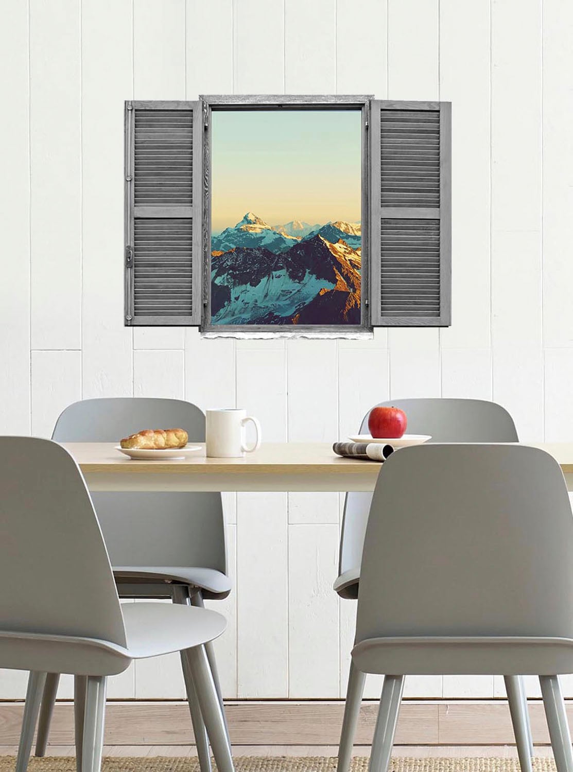 queence Autocollant mural »Berge« Wandsticker, Wandbild, selbstklebend, 3D, Fenster