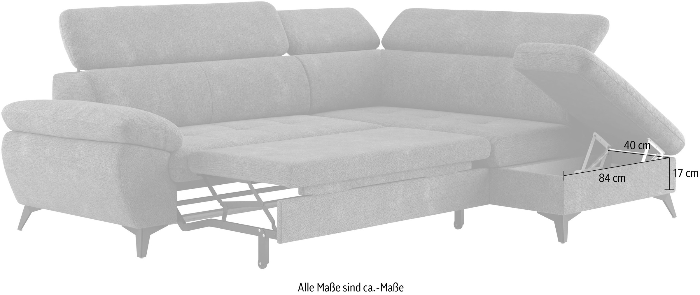COTTA Ecksofa »Hudson L-Form«, mit Kopfteilverstellung, wahlweise mit Bettfunktion & Bettkasten