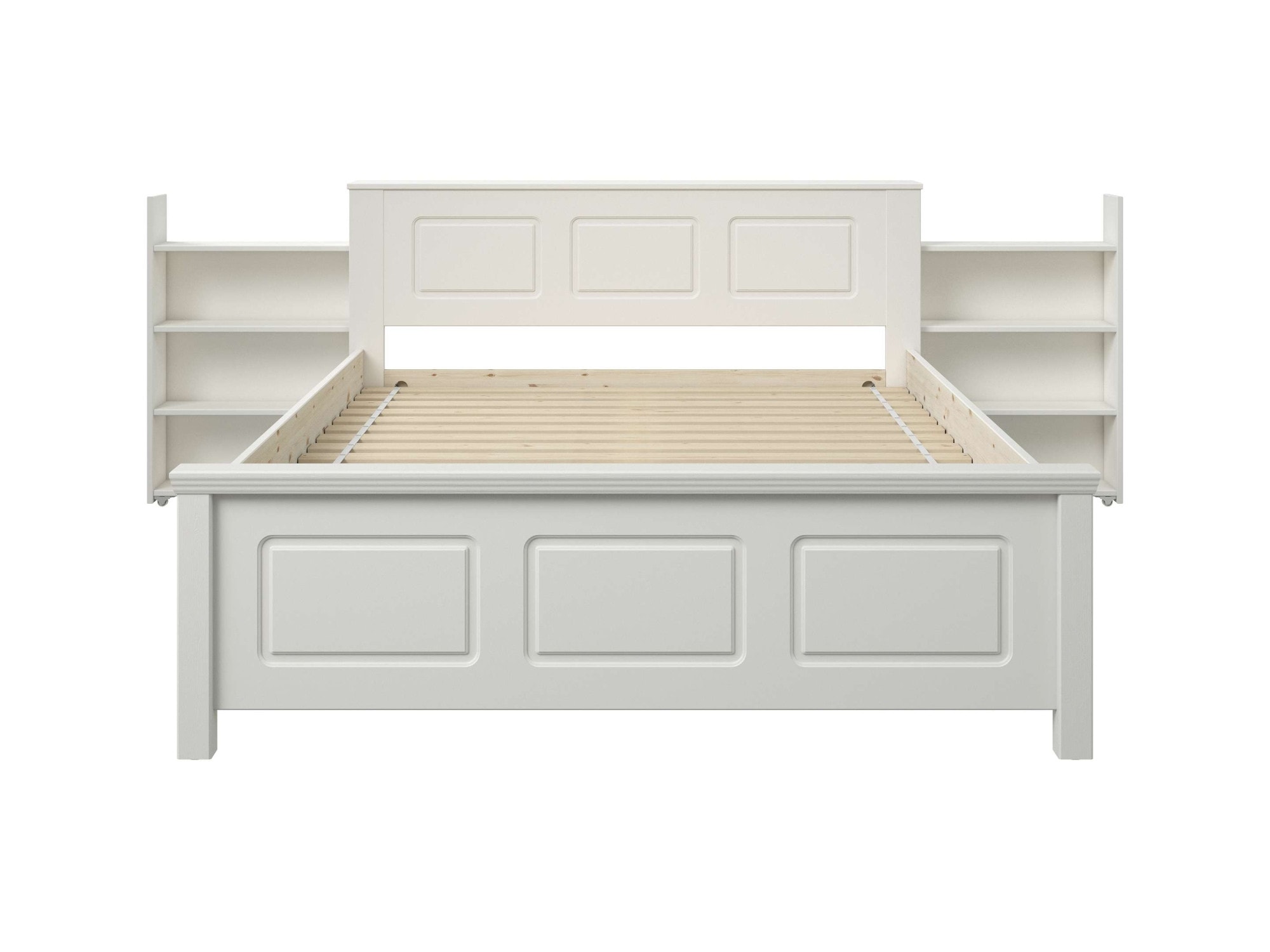 GOODproduct Lit »Malme, mit unsichtbaren, herausziehbaren Regalen, maximaler Stauraum« ,  y compris sommier à lattes, fabriqué en UE, bois massif certifié FSC®