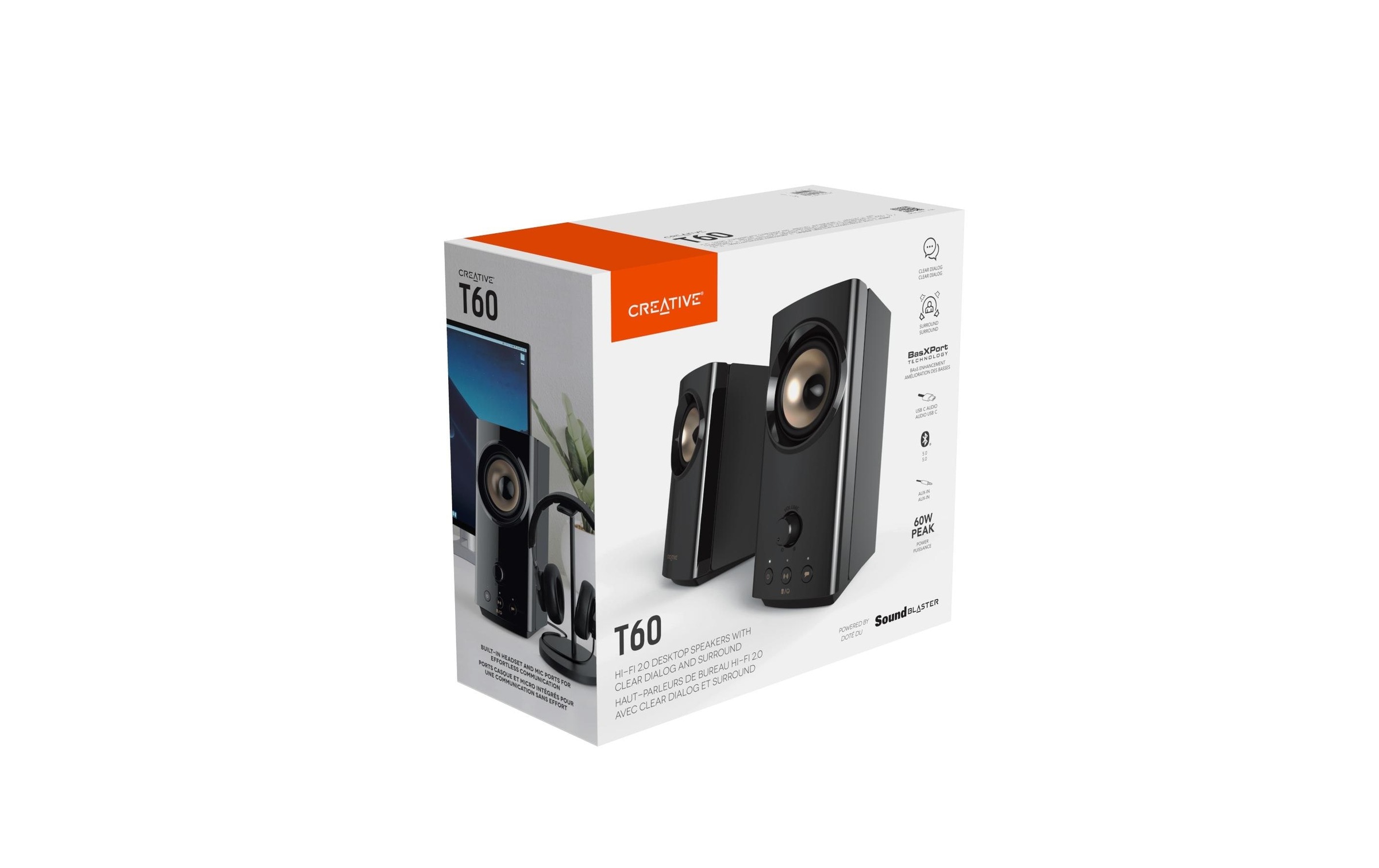 Creative PC-Lautsprecher »T60« 2.0 (Bluetooth Lautstärkeregelung | Pairing 30 W)