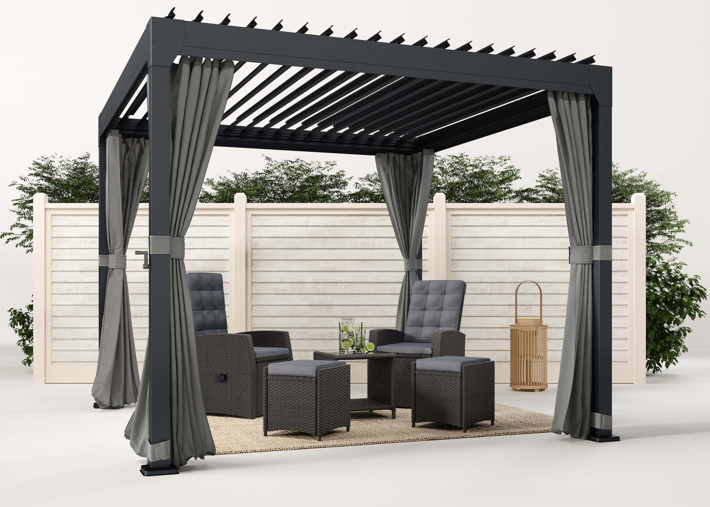 KONIFERA Pavillon »Palma«, Pergola, mit Lamellendach, Sockelmass: 300x300 cm oder 400x300 cm