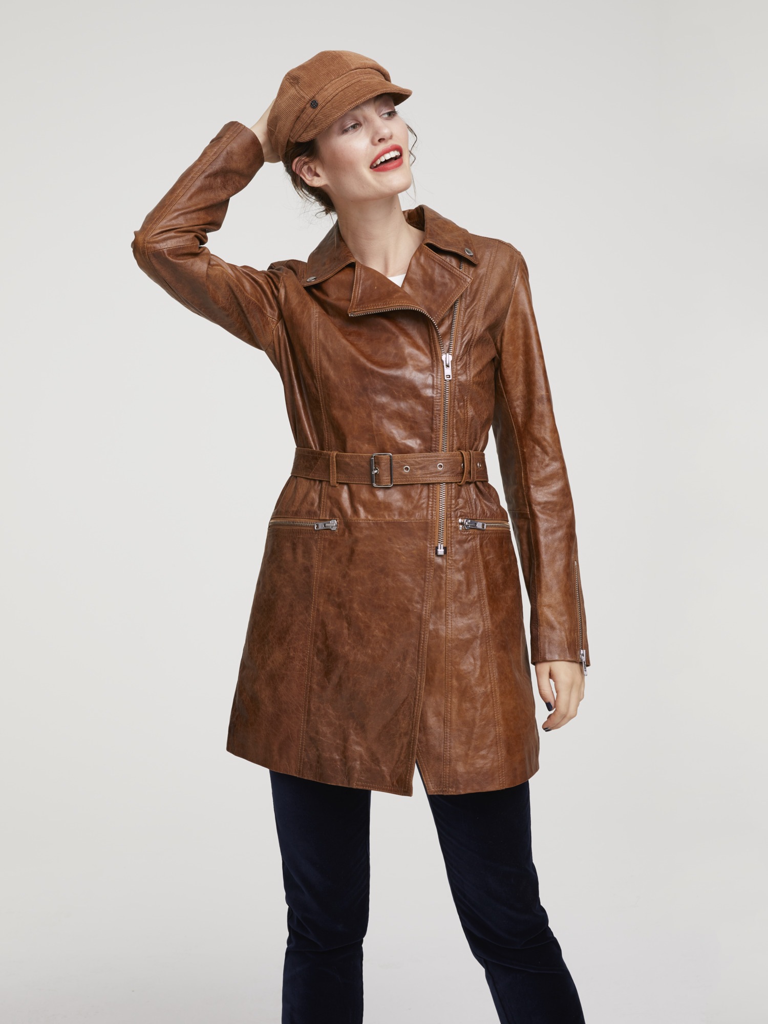 Ledermantel mit Gürtel