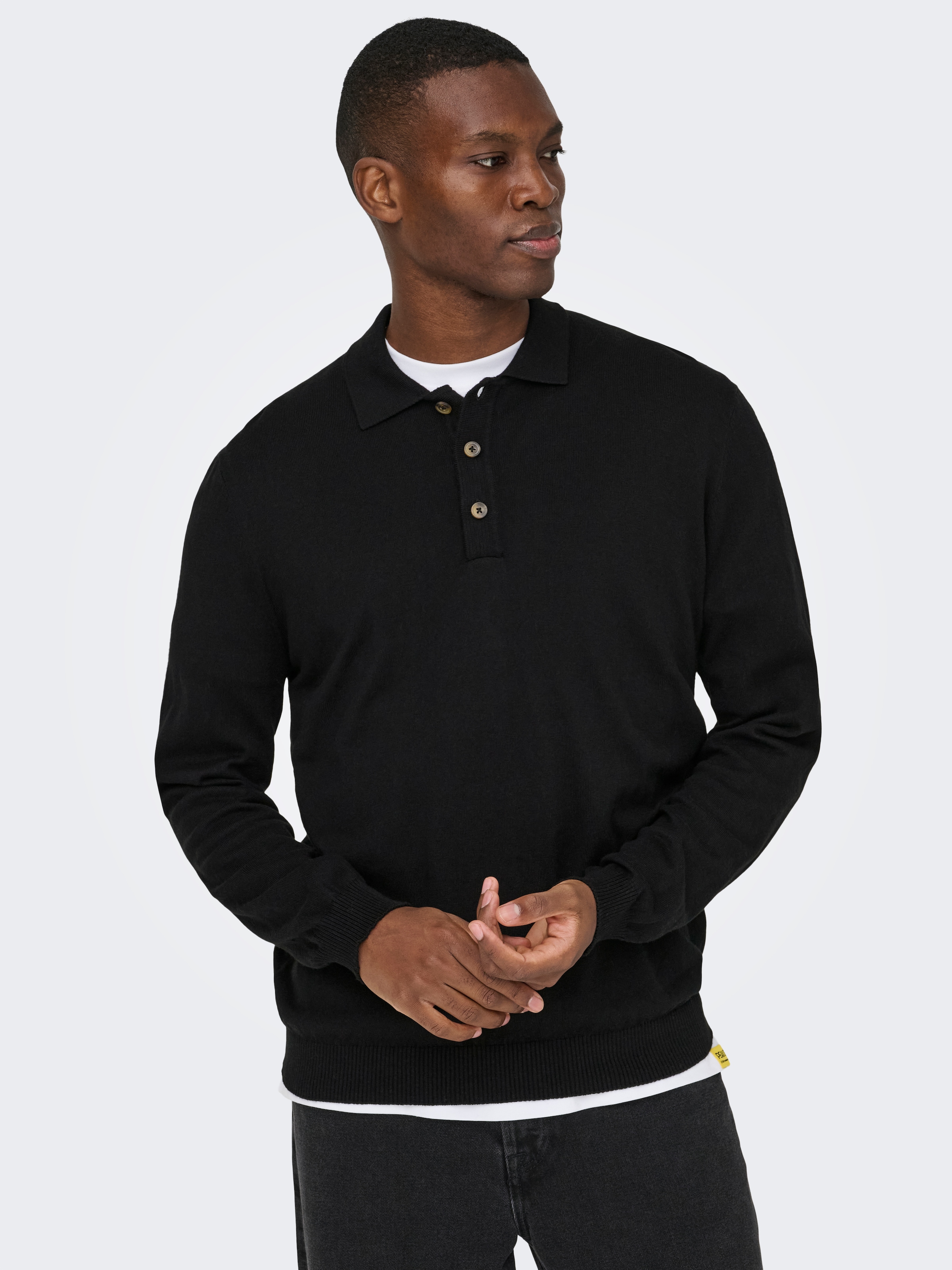 Image of ONLY & SONS Polokragenpullover "ONSLOUI REG 12 LS MEL POLO KNIT"