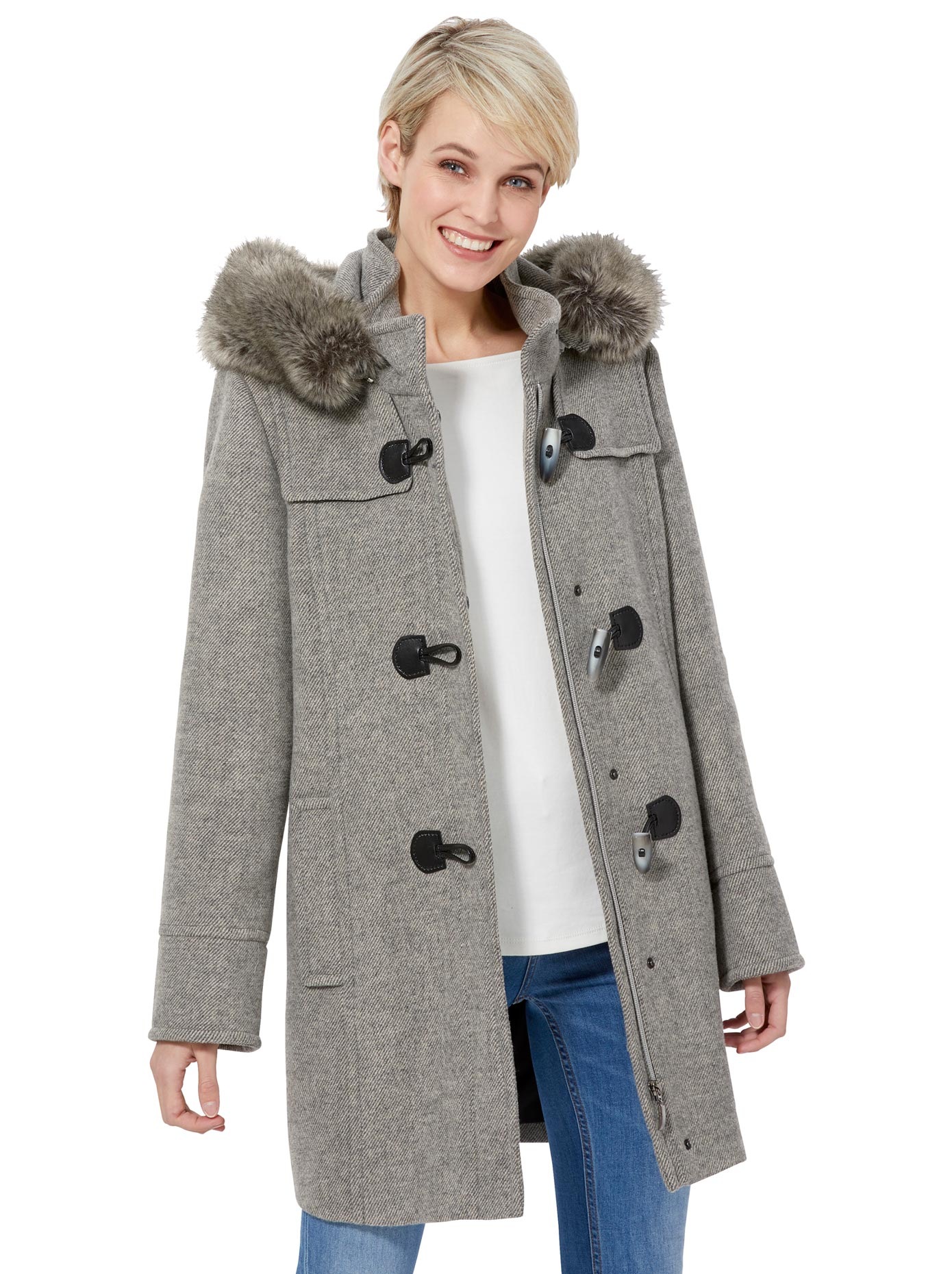 Fashion Dufflecoat mit Kapuze