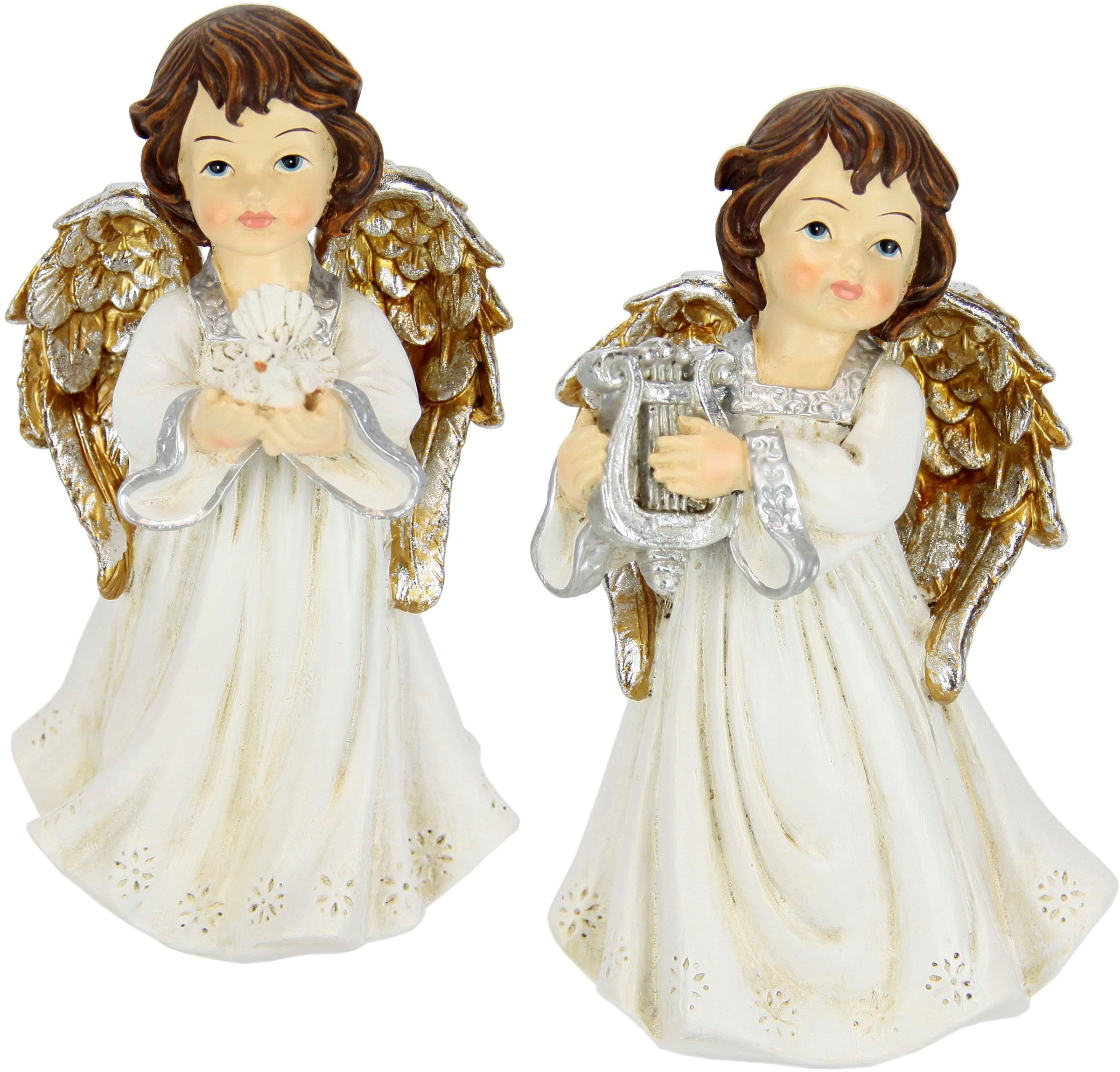 Image of I.GE.A. Engelfigur "Engel" 3er Set mit Blumen, Dekofigur, Dekoengel
