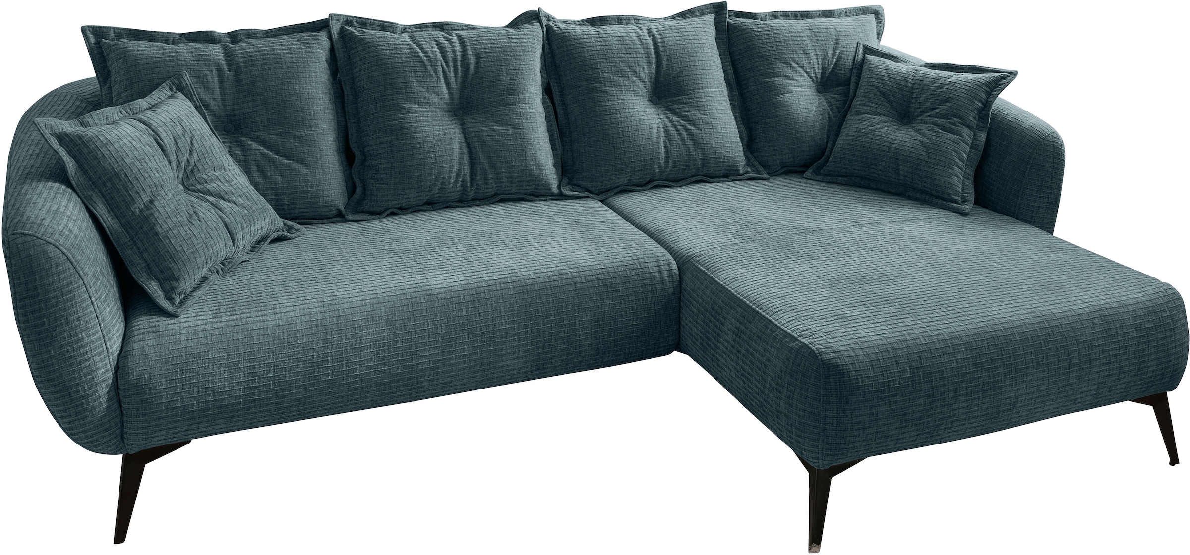 Home affaire Ecksofa »Baggio Stellmasse 277/162 cm, modern & elegant, hoher Fuss« L-Form, schwarze Metallfüsse