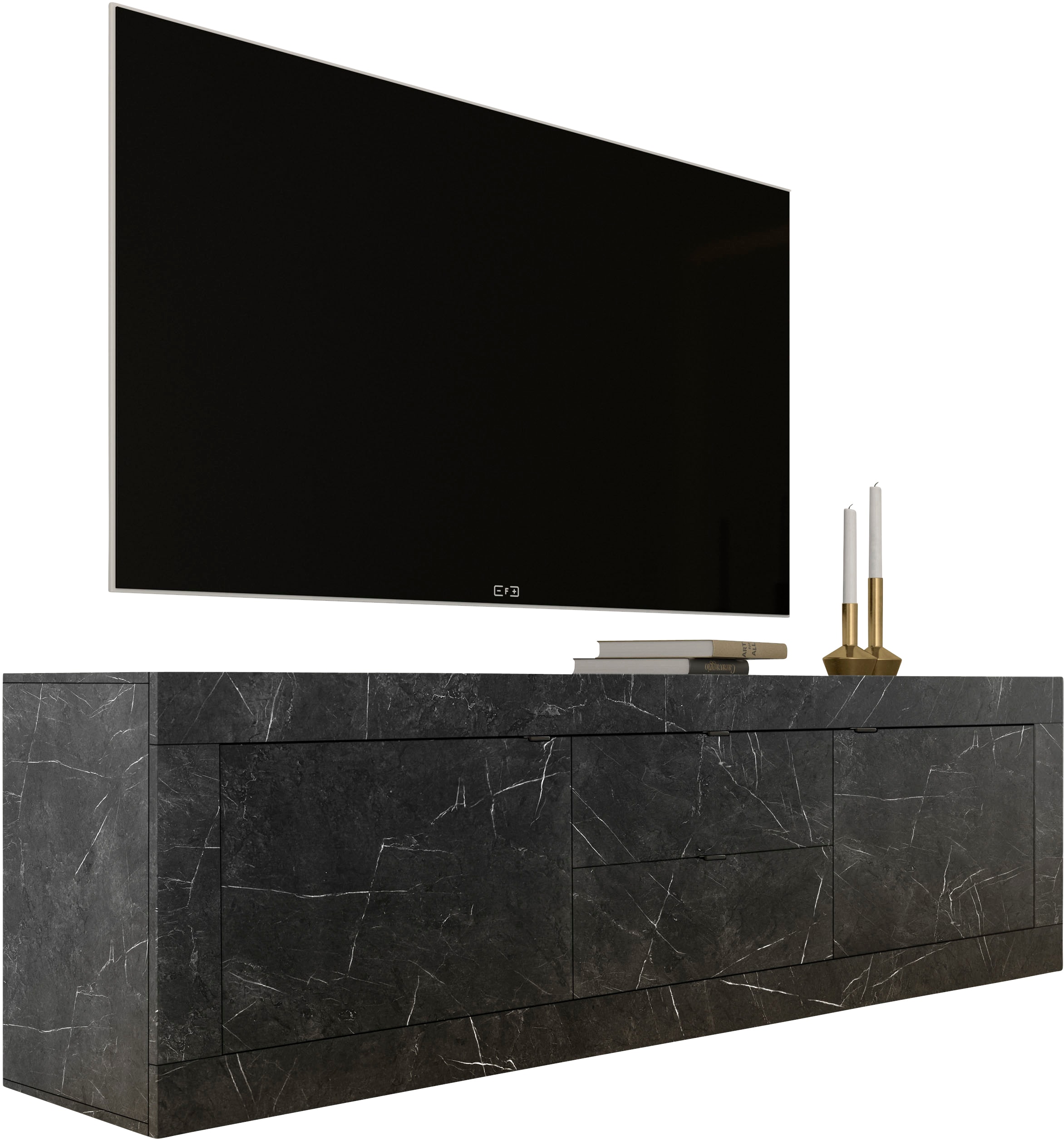 Image of Home affaire Lowboard "Basic Breite 210 cm, TV-Board 2 Türen, 2 Schubkästen, TV-Schrank" Metallgriff, moderne Rahmenoptik, viel Stauraum, Farbauswahl