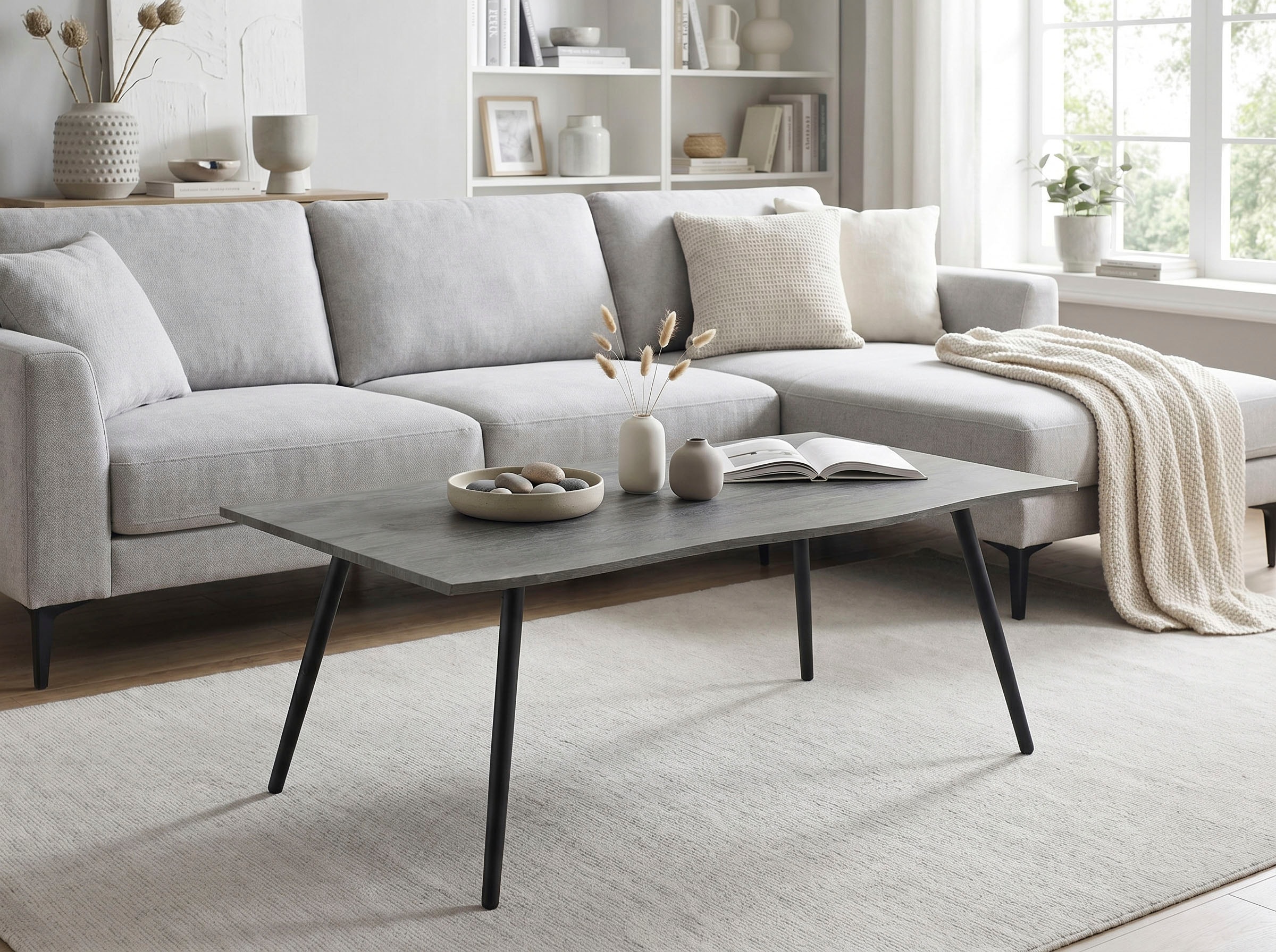 HELA Couchtisch »ZAGREB« 1 Stk. tlg. Baumkantenoptik,Vierfuss,Rundrohr,fest,110 x 60 cm