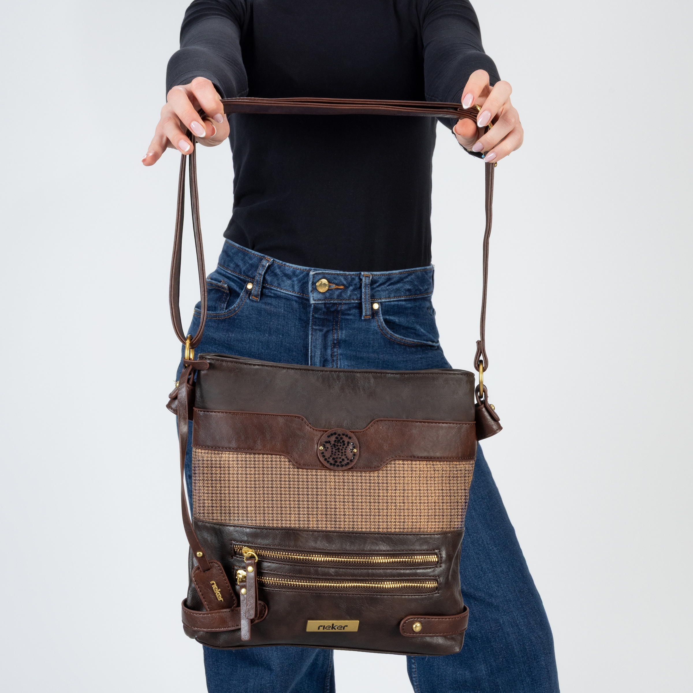 Rieker Sac à bandoulière sac à bandoulière, sac pour femme avec poche arrière zippée pratique