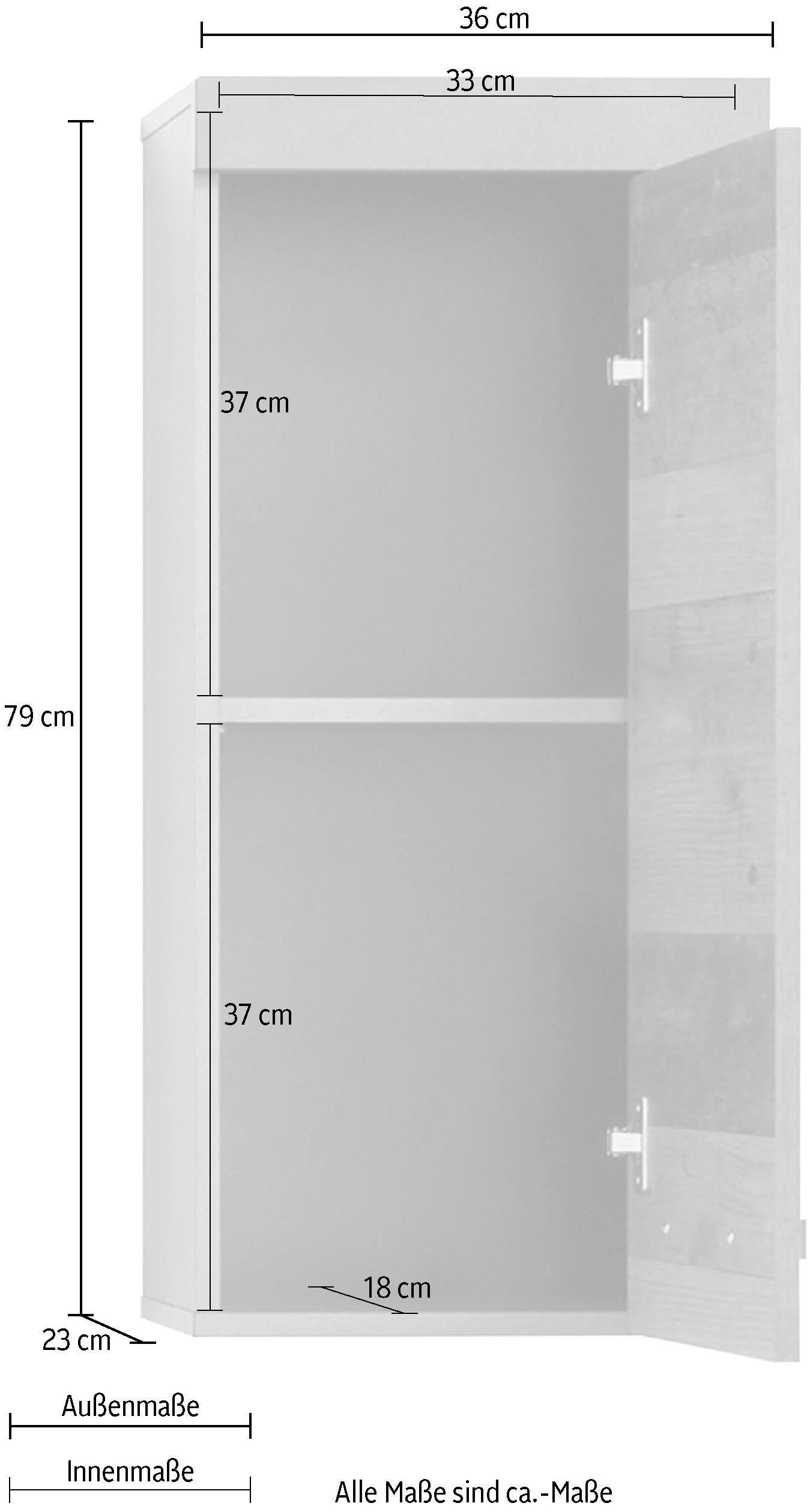 INOSIGN Hängeschrank »Ilana«, Badschrank im modernen Industrial Style - Masse (B/T/H) 36/23/79 cm