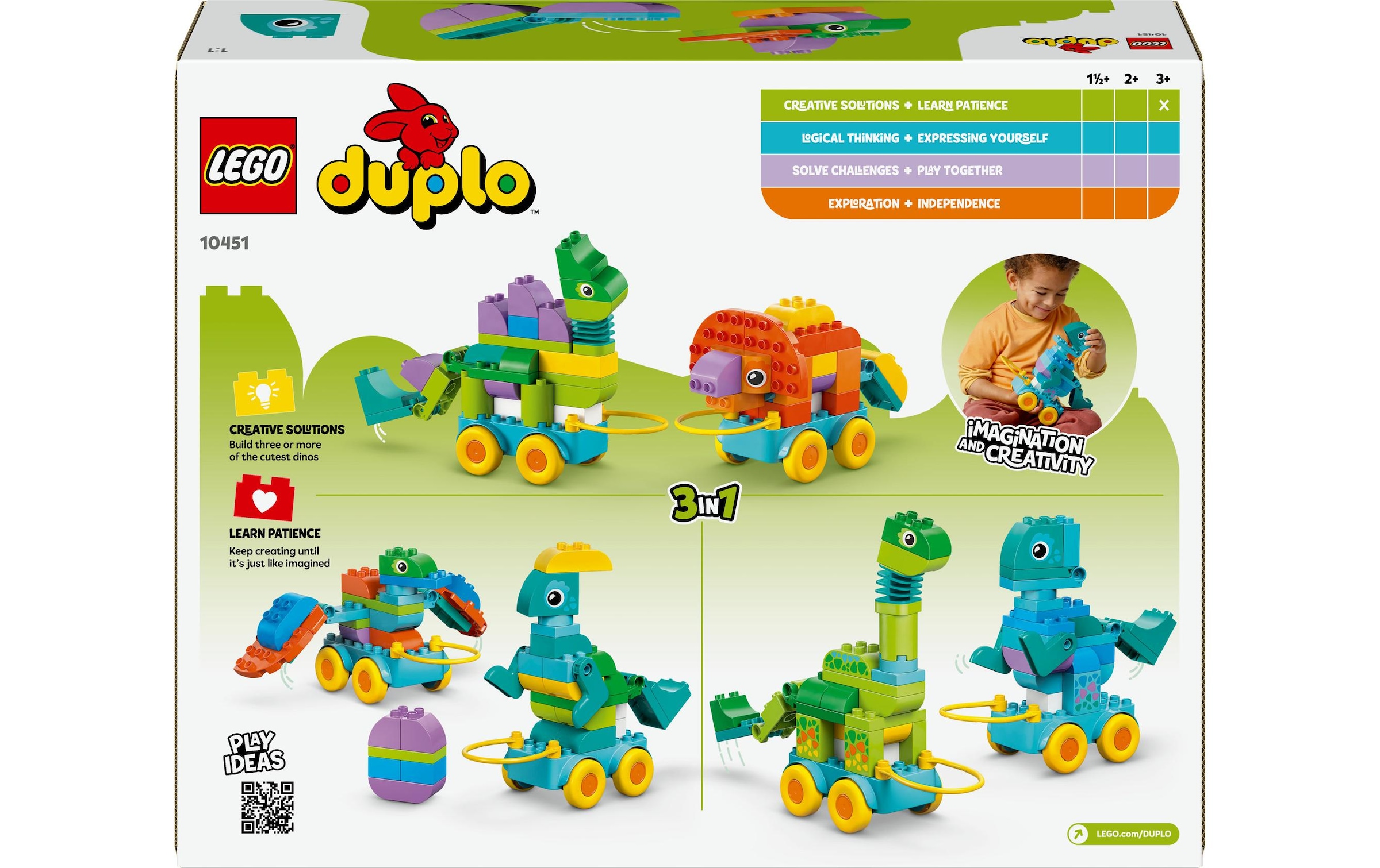 LEGO® Spielbausteine »DUPLO® Dinos auf Rädern 3-in-1-Set 10451«, (108 St.)