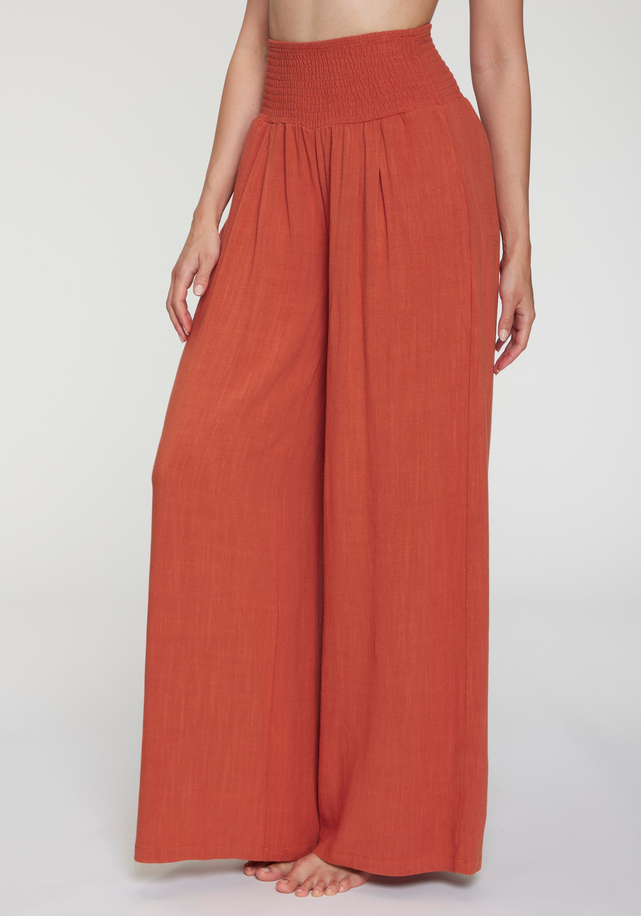 French Connection Pantalon en lin  mit gerafftem Bund, weite Palazzohose für den Sommer