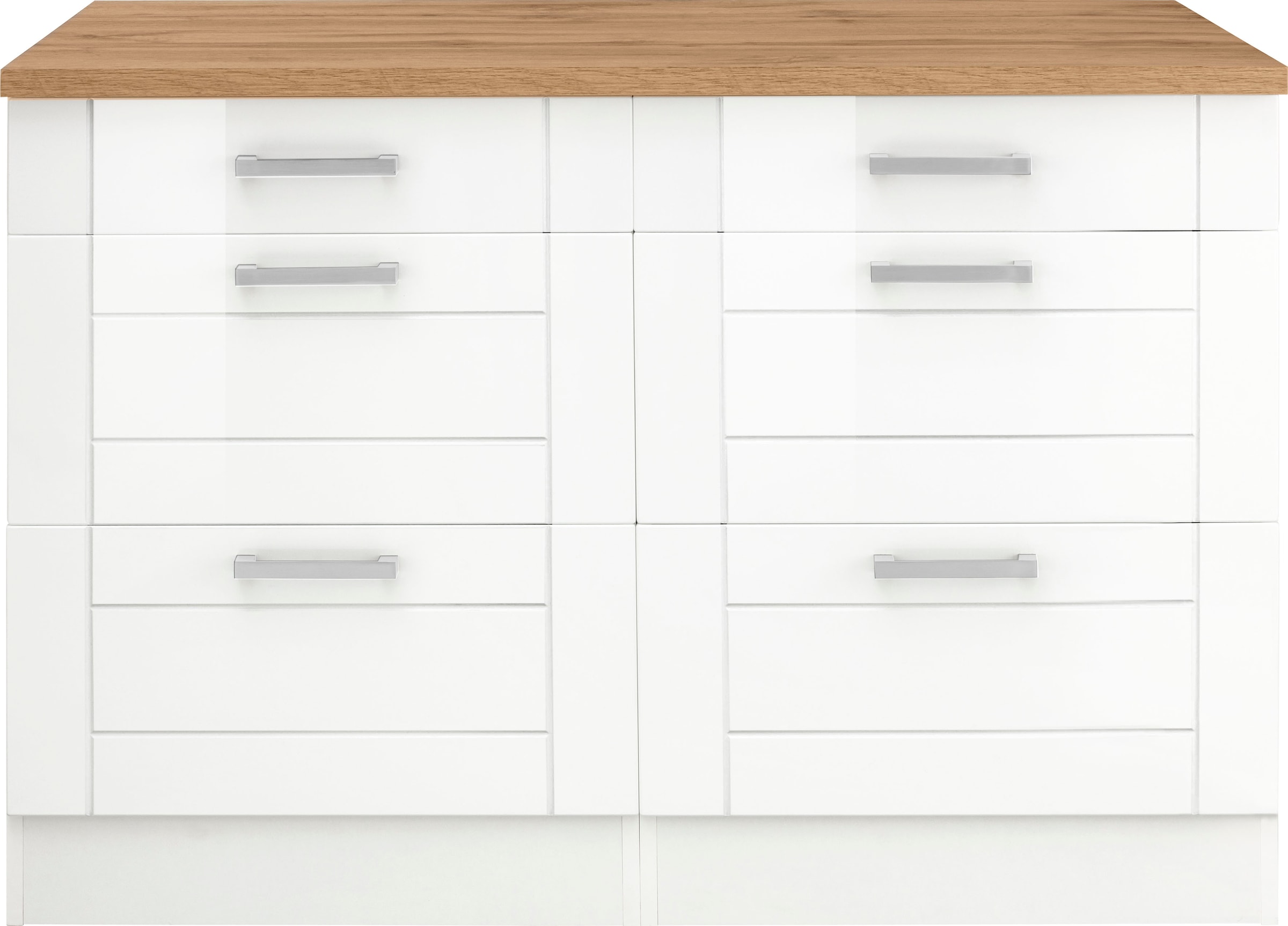 KOCHSTATION Armoire basse »KS-Tinnum« 120 cm de large, poignées métal, façades MDF, avec 2 tiroirs