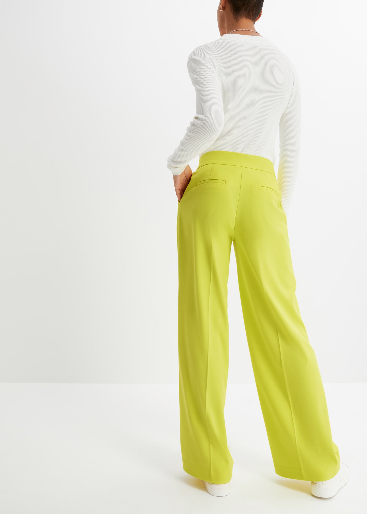 bonprix Pantalon marlène »Marlenehose«  en polyester, viscose et élasthanne, Regular Fit, jambes larges