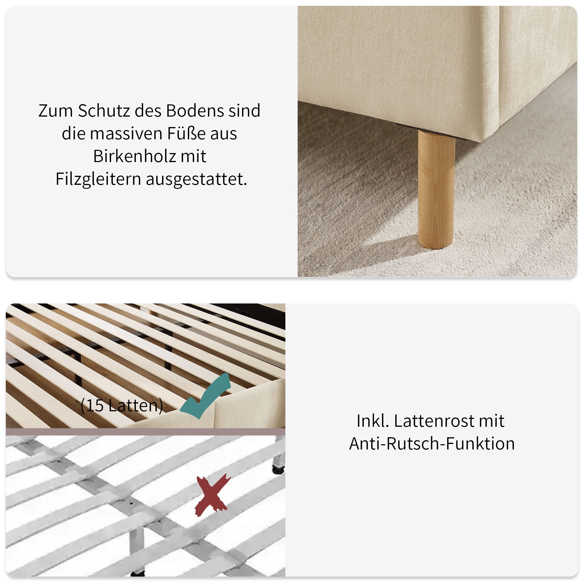 Home affaire Lit rembourré »Philippiere inkl. Lattenrost« erhältlich in den Breiten 140cm & 180cm