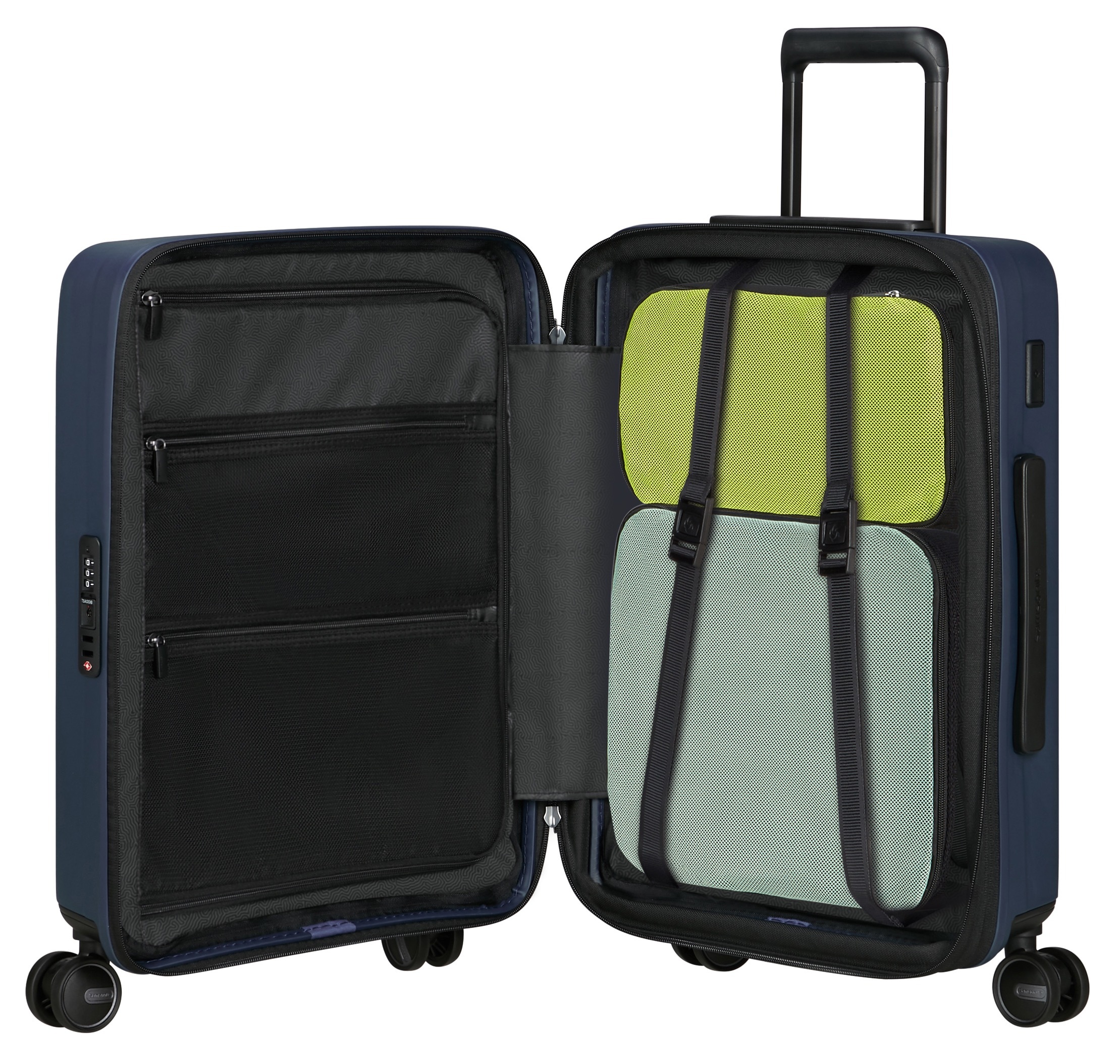 Samsonite Hartschalen-Trolley »RESTACKD, verschiedene Grössen und Farben«, (mit Packtaschen), 4 Rollen, Reisekoffer mit TSA Schloss Volumenerweiterung Packtaschen