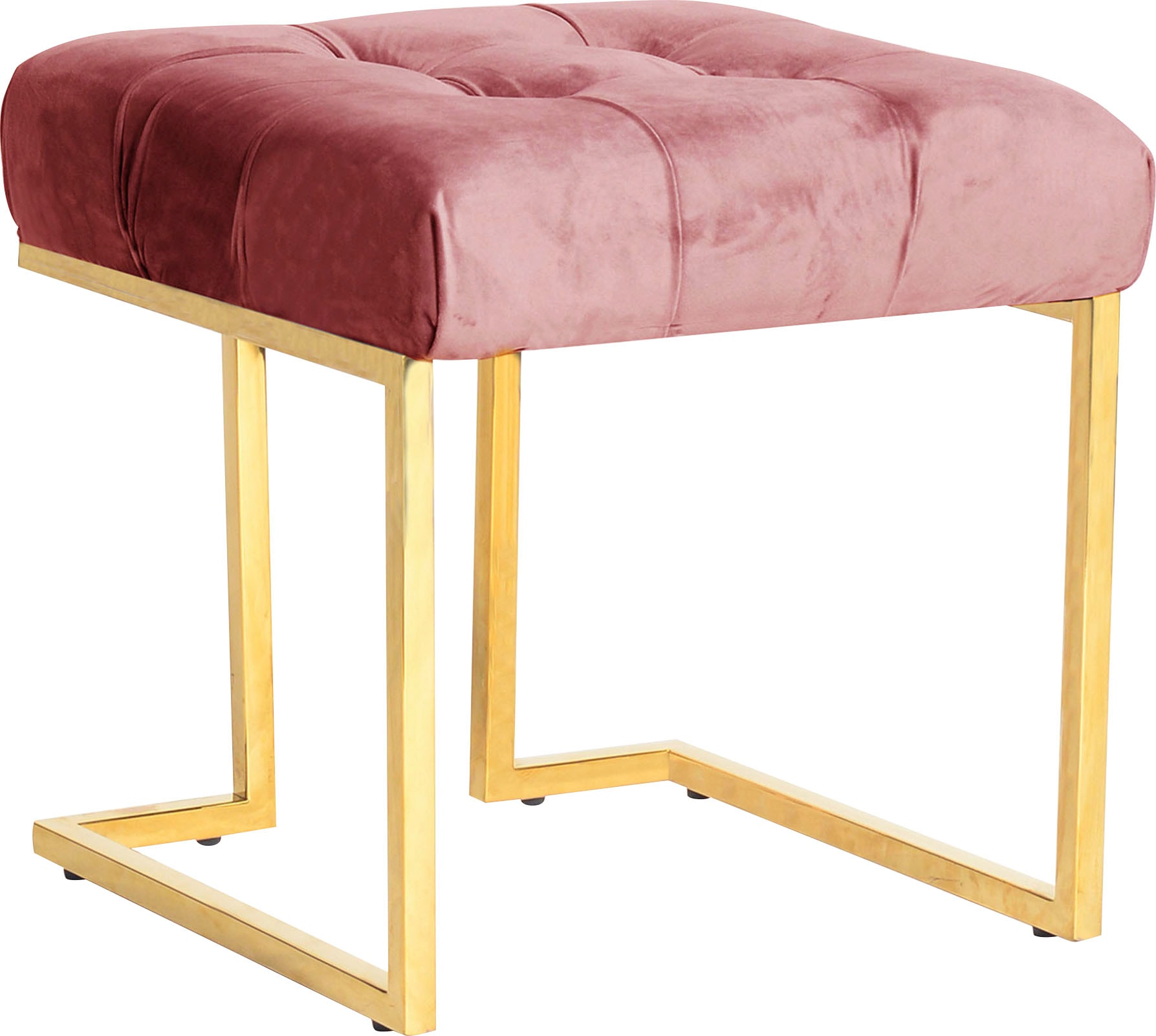 Image of Kayoom Sitzhocker "Hocker Rare, Edler Touch durch goldenes Gestell" 1 Stk. tlg. eckig, samtweich, gesteppt, mit Zierknöpfen, Edelstahlgestell