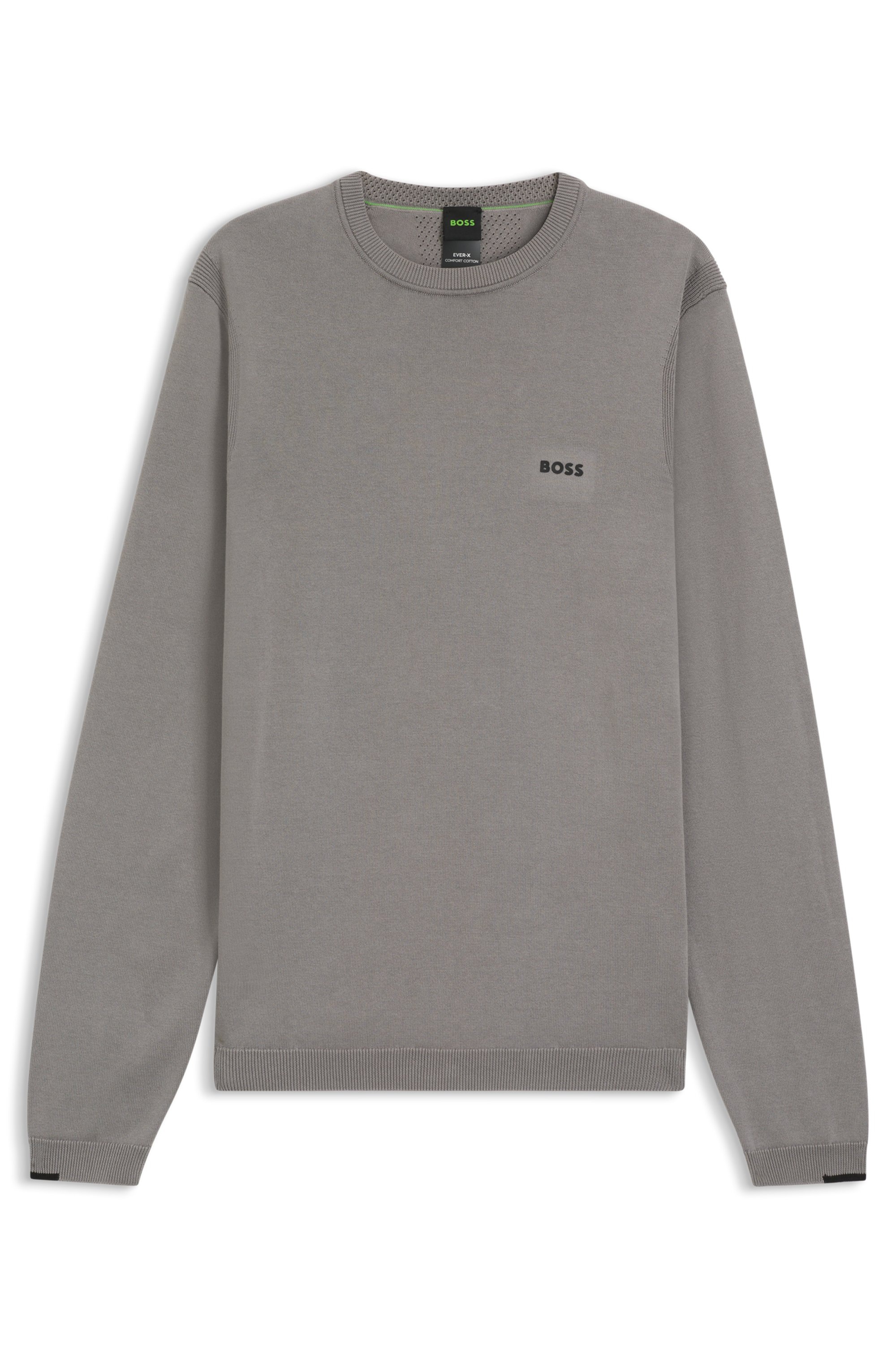BOSS GREEN Strickpullover Rundhalsausschnitt, Regular Fit, Logo-Print