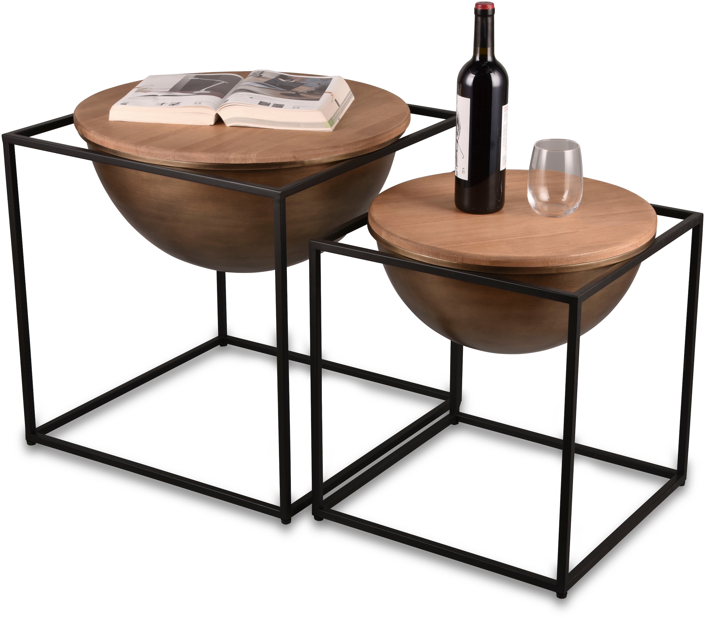 MIRRORS AND MORE Beistelltisch »Celli« 1 Stk. tlg. Kombination aus Holz und Metall