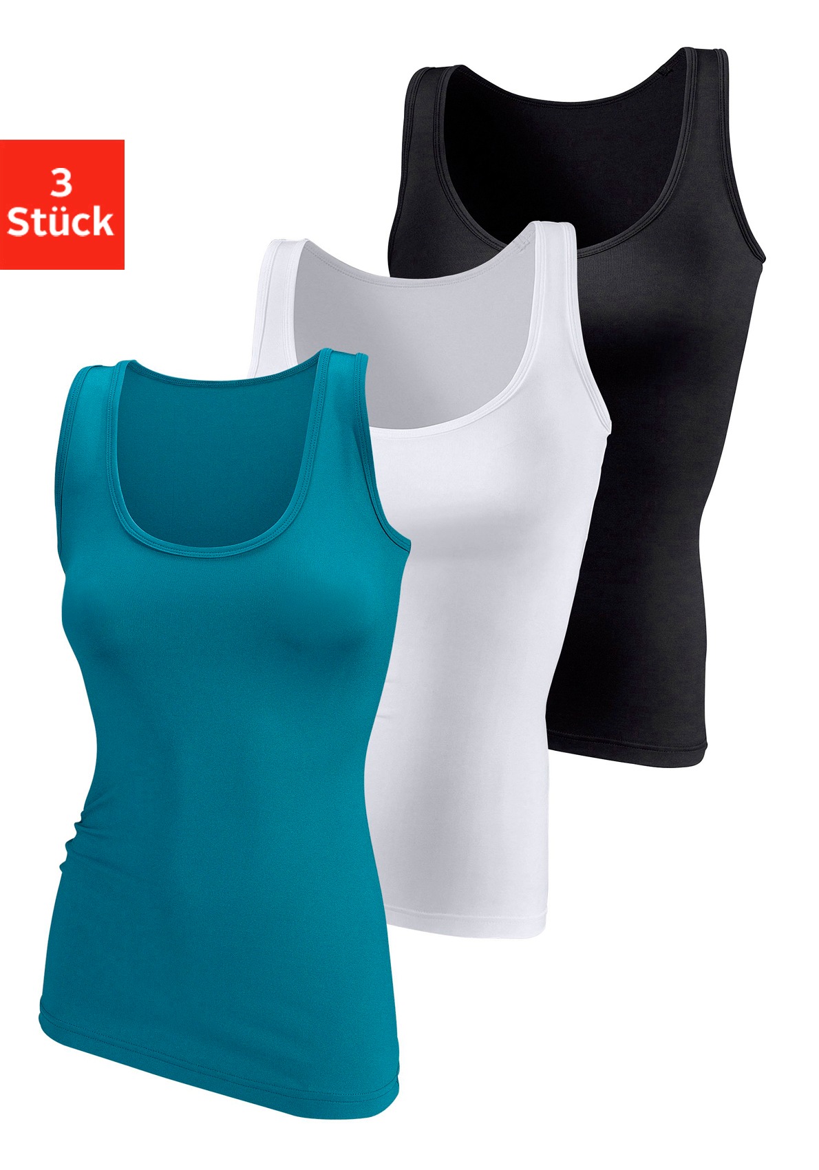 Image of Vivance Active by Lascana Unterhemd 3er-Pack, aus weicher Microfaser, Tanktop, Unterziehshirt