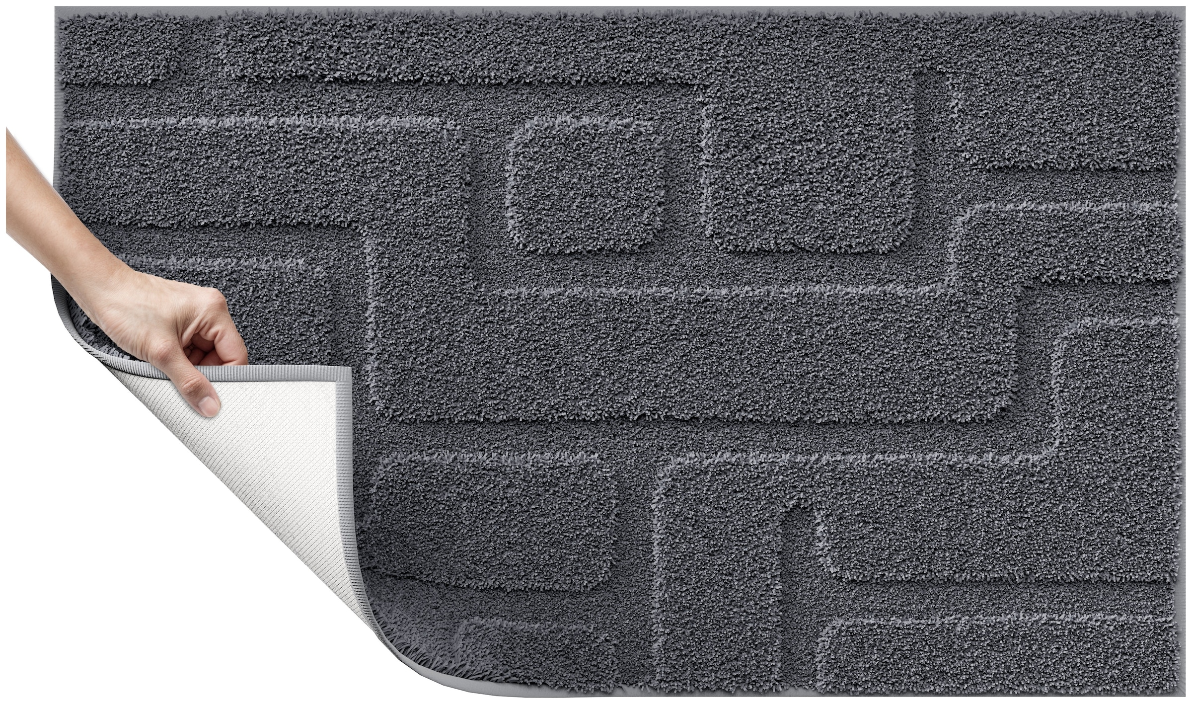 Grund Badematte »Riana, Badvorleger, Badezimmer Teppich, sehr weich« Höhe 20 mm rutschhemmend beschichtet schnell trocknend Modernes Design mit Linien in Hoch-Tief-Struktur, Made in Europe