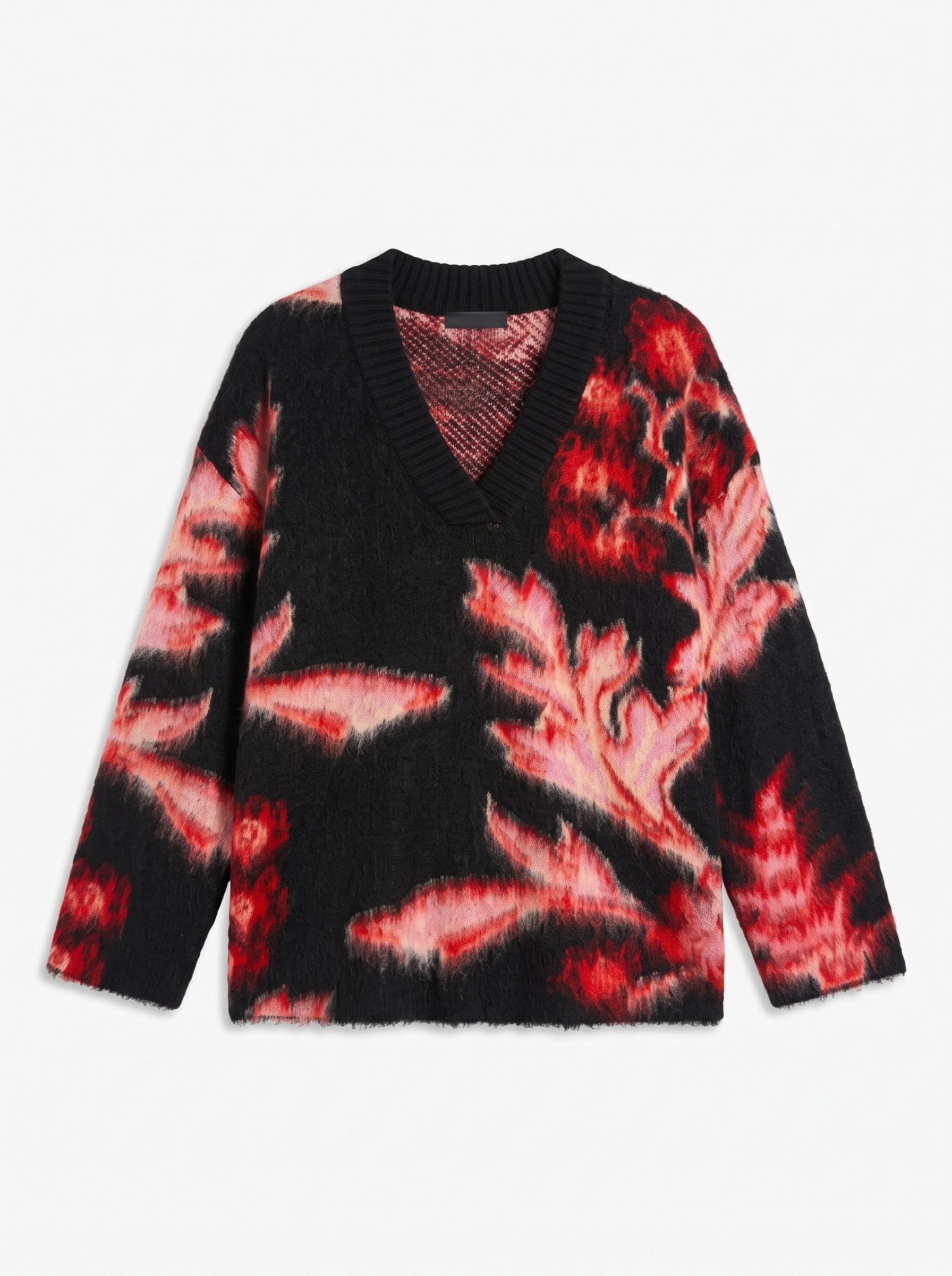 TOPSHOP Pull col V »TSDIJA BRUSHED FLOWER JUMPER KNIT« Materialmix, bedruckt