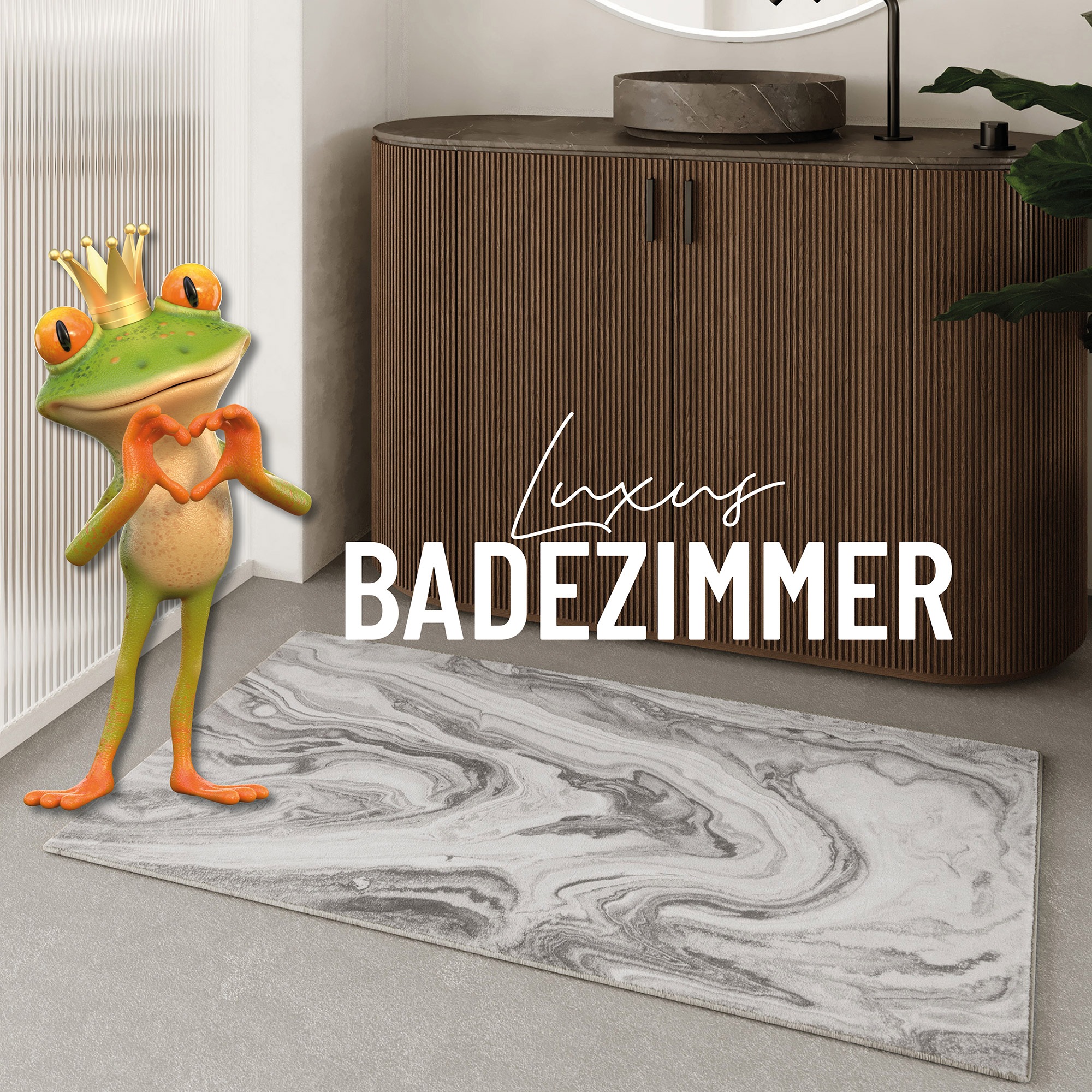 Wecon home Badematte "Jani" Höhe 5 mm Marmor Design, waschbar, rutschfest, schnell trocknend, Badteppich