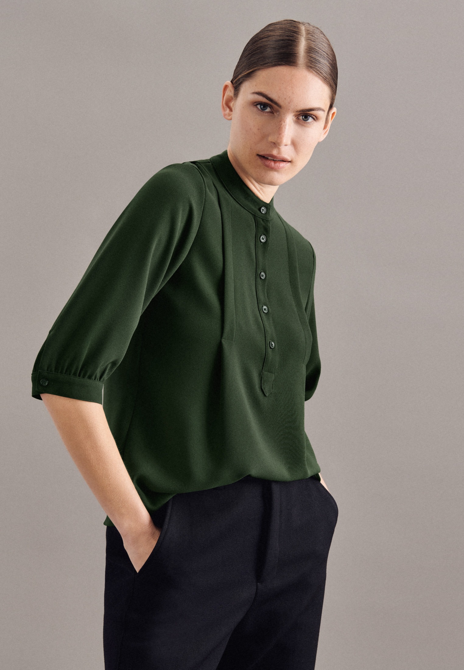 Image of seidensticker Klassische Bluse »Schwarze Rose«, 3/4-Arm Kragen Uni bei Ackermann Versand Schweiz