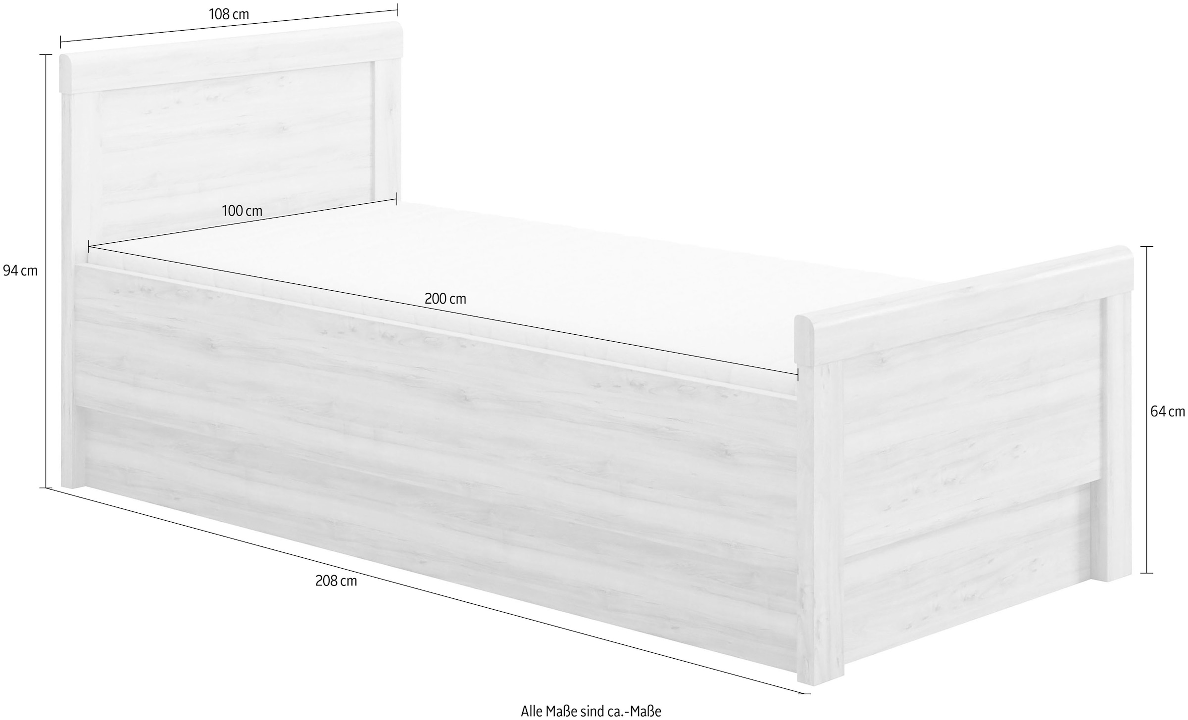 priess Einzelbett »Arnsberg Komfortbett mit flexibel höhenverstellbarer Liegefläche« gepolstertes Kopfteil, Made in Germany mit Blauem Engel und Goldenem M